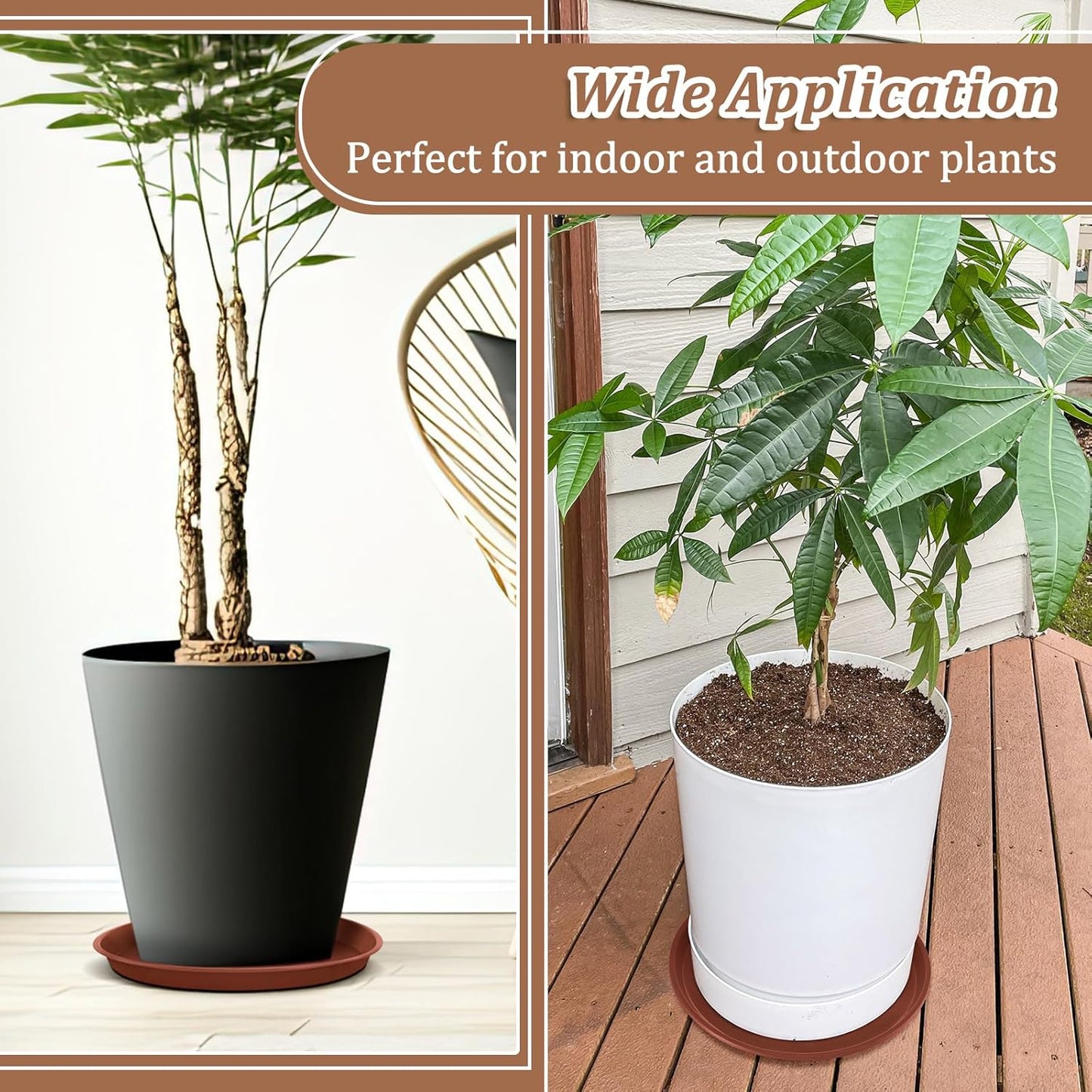 Eccliy 12 Pcs Plastic Plant Saucers Round Plant Tray Large Flower Pot Heavy Duty Planter Water Trays Thick Planter Drip Saucers for Indoors and Outdoors(16 Inch,Red)