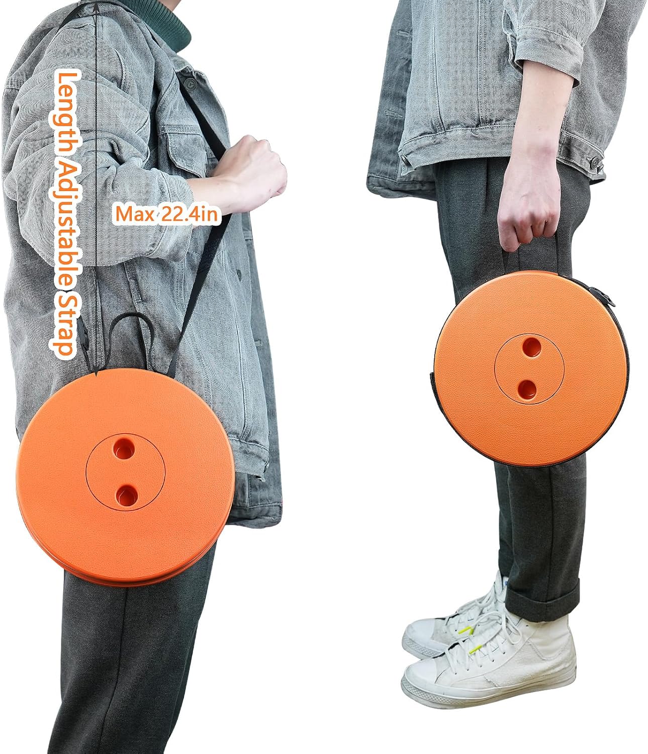 Boreeman Upgraded Folding Stool Lightweight Yet More Sturdy with Load Capacity 400lbs Portable Collapsible Stool for Camping Fishing Hiking BBQ (All Orange)