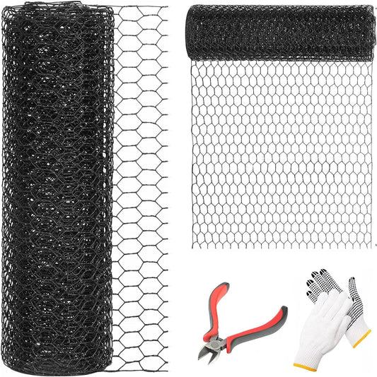36'' x 50' Black Chicken Wire Fencing, 1 inch Chicken Wire and 20 Gauge Poultry Netting, Garden Mesh Fence Roll for Floral Arrangements/Crafts/Farm/Livestock/Pet Protection