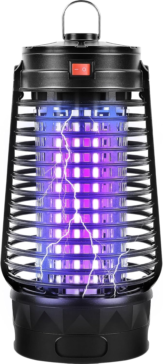 Electric Bug Zapper, 2500V Plug-in Mosquito Trap with Replaceable Sticky Pads & Lamp Tube, 365nm Lighted Hanging Insects Killer Attracting Moths, Gnats, Flies IPX4 for Indoor Outdoor Use