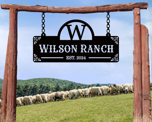 Custom Metal Family Name Farmhouse Sign, Last Name Sign for Farm, Ranch or Farm Signs Indoor Outdoor Personalized, Farmhouse Signs Wall Decor, Farmer Sign.