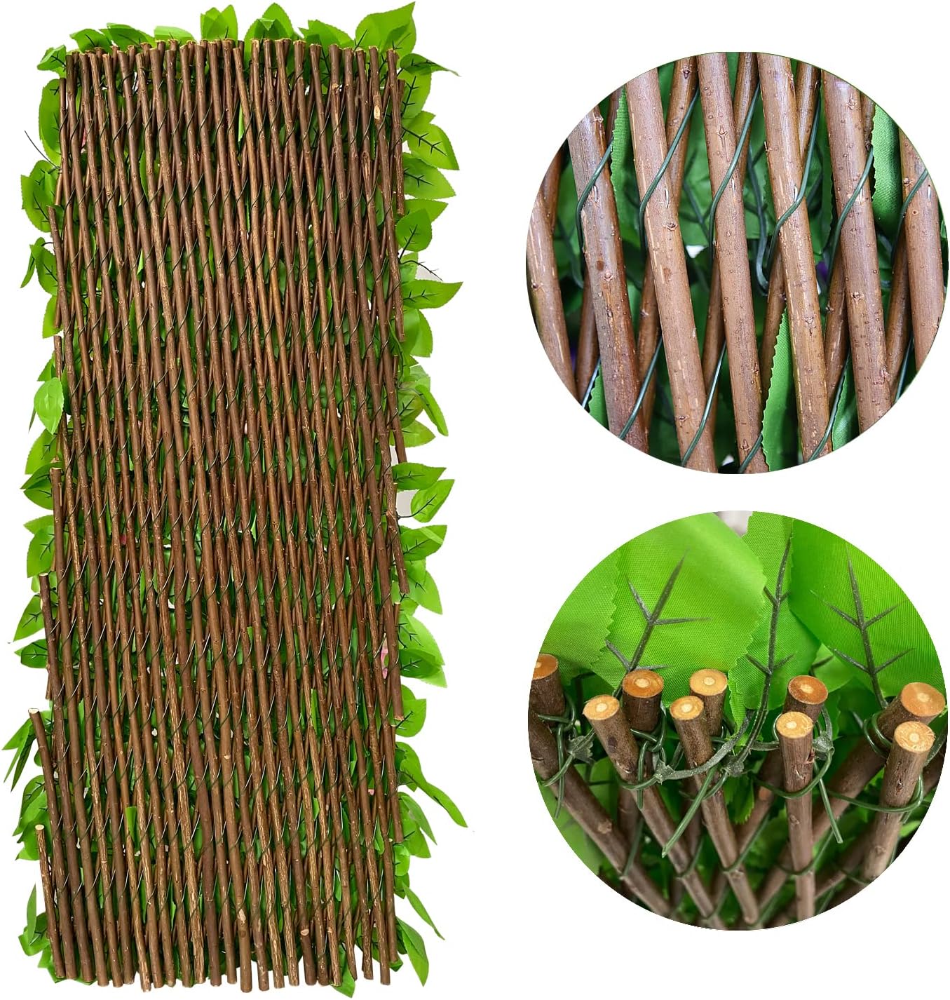 Expandable Fence Privacy Screen for Balcony Patio Outdoor,Decorative Faux Ivy Fencing Panel,Artificial Hedges (Single Sided Leaves)… (2, Daisy)