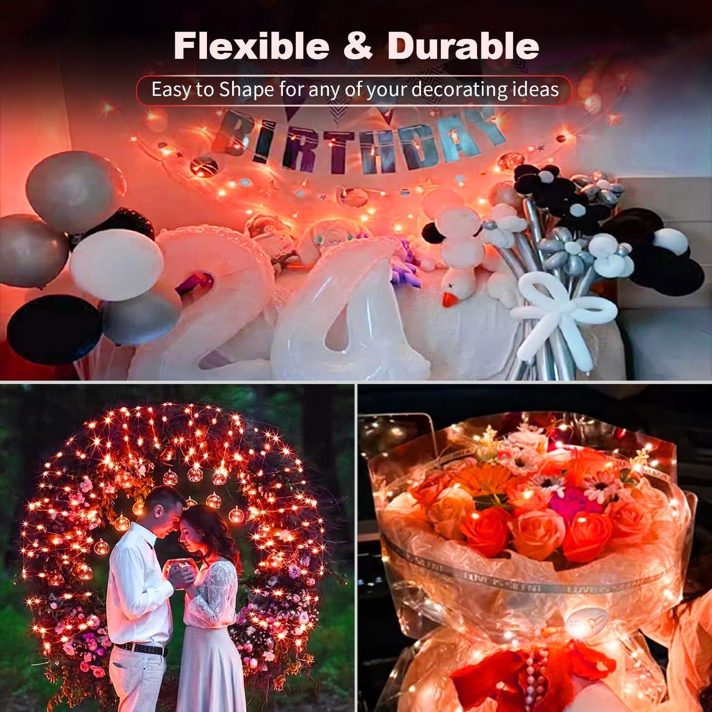 20 Pack LED Fairy Lights Battery Operated,3 Features Blinking Slowly Blinking & just on 7FT 20 LED Waterproof Mini Twinkle String Lights for Wedding Party Christmas Decorations,red