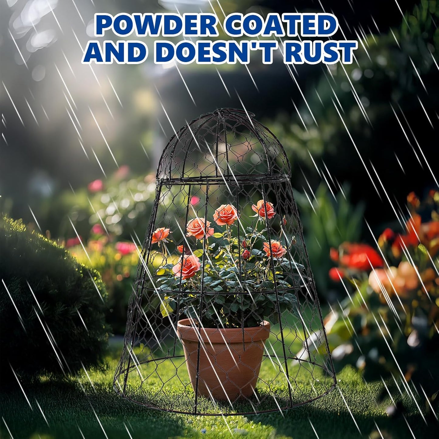 Garden Cloches for Plants - Set of 6 Chicken Wire Plant Cages and Plant Protectors from Animals, 17.7" H x 12.8" D, Outdoor Vegetable and Flower Cages, Sapbontchi Chicken Wire Cloche