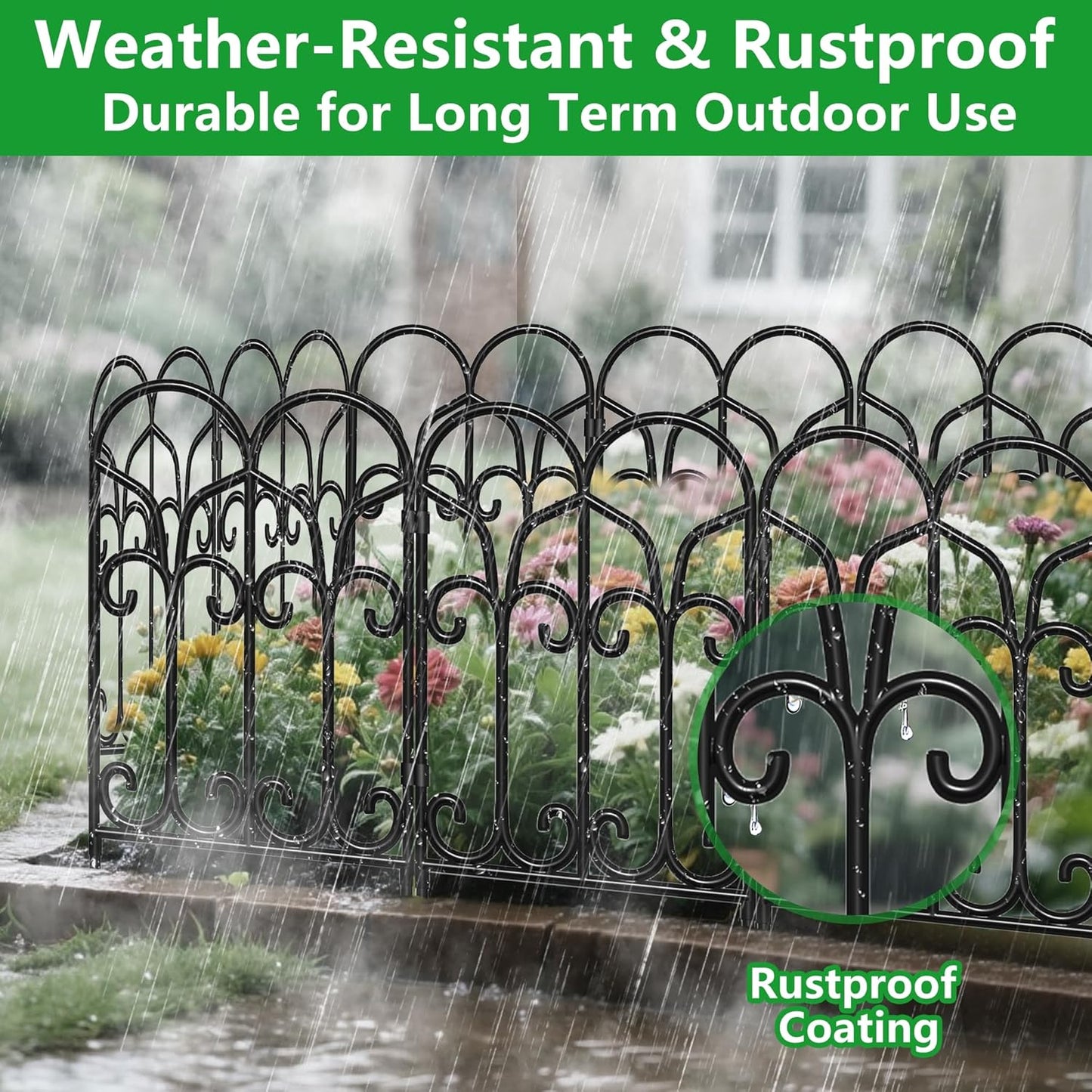 AMAGABELI GARDEN & HOME 10 Panels 22in(H)×10ft(L) Decorative Garden Fences and Borders for Dogs No Dig Metal Fence Panels Garden Edging Border Fence for Animal Barrier Fencing for Flower Beds Yard