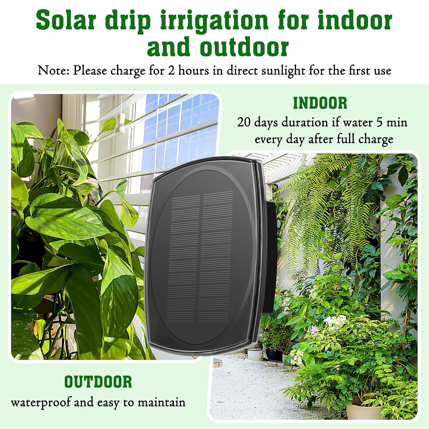 Solar Drip Irrigation System for Garden, Automatic Drip Irrigation Kits,Plants Self Watering Devices for Vacation,Solar Powered Water Pump for Potted Plants,Raised Beds,Greenhouse (15 Pots)