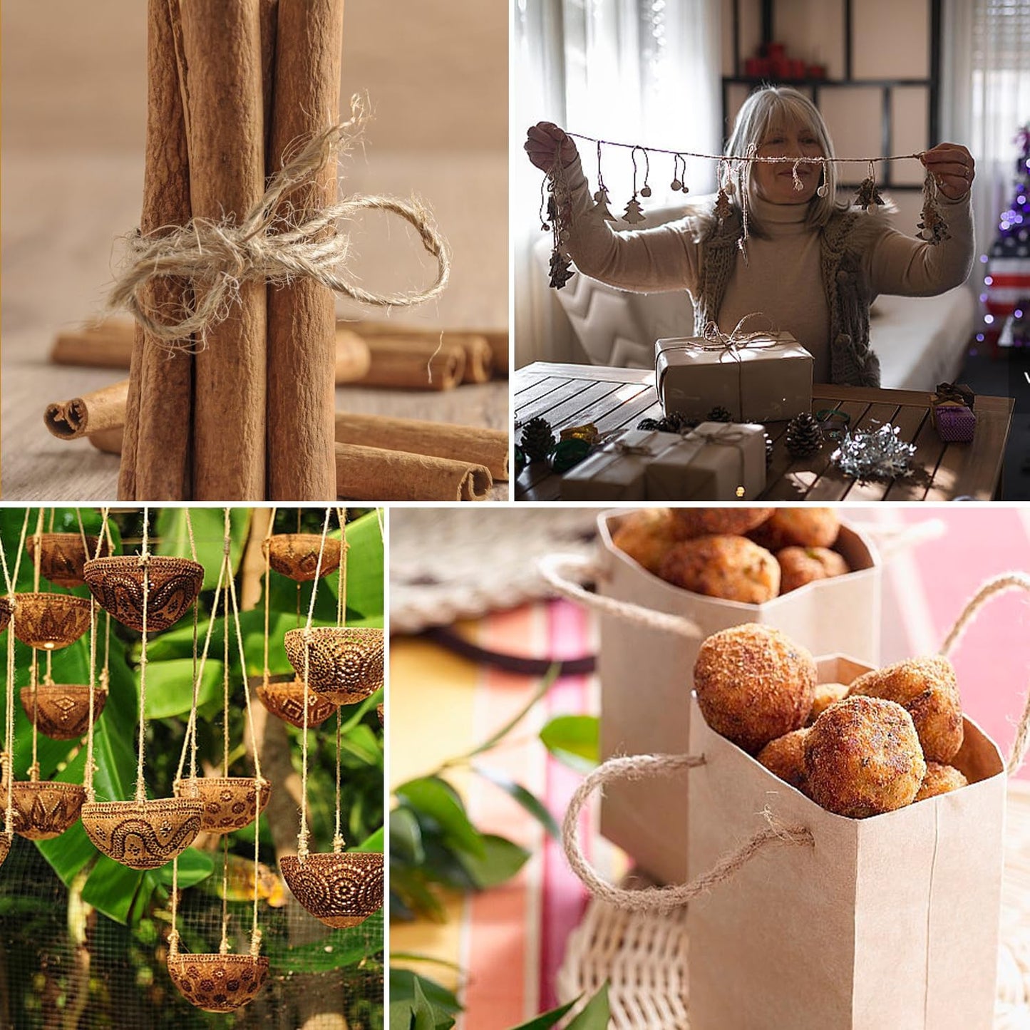 Natural Jute Twine 164 Feet Long String for Crafts Gift Wrapping Christmas Handmade Arts Decoration Packing String Home Decor （3mm * 164feet）