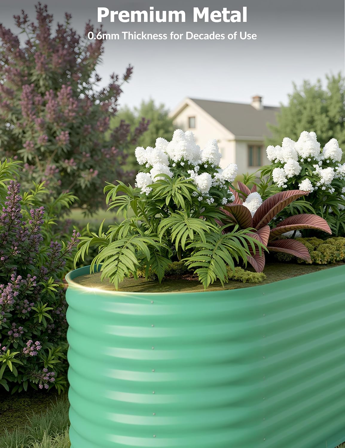 2 Pcs Raised Garden Beds Outdoor 8x4x2 ft - Galvanized Steel Planter Box for Vegetables, Flowers, Rust-Resistant Garden Box, Easy Assembly Raised Beds, Durable Planters for Outdoor Plants, Green