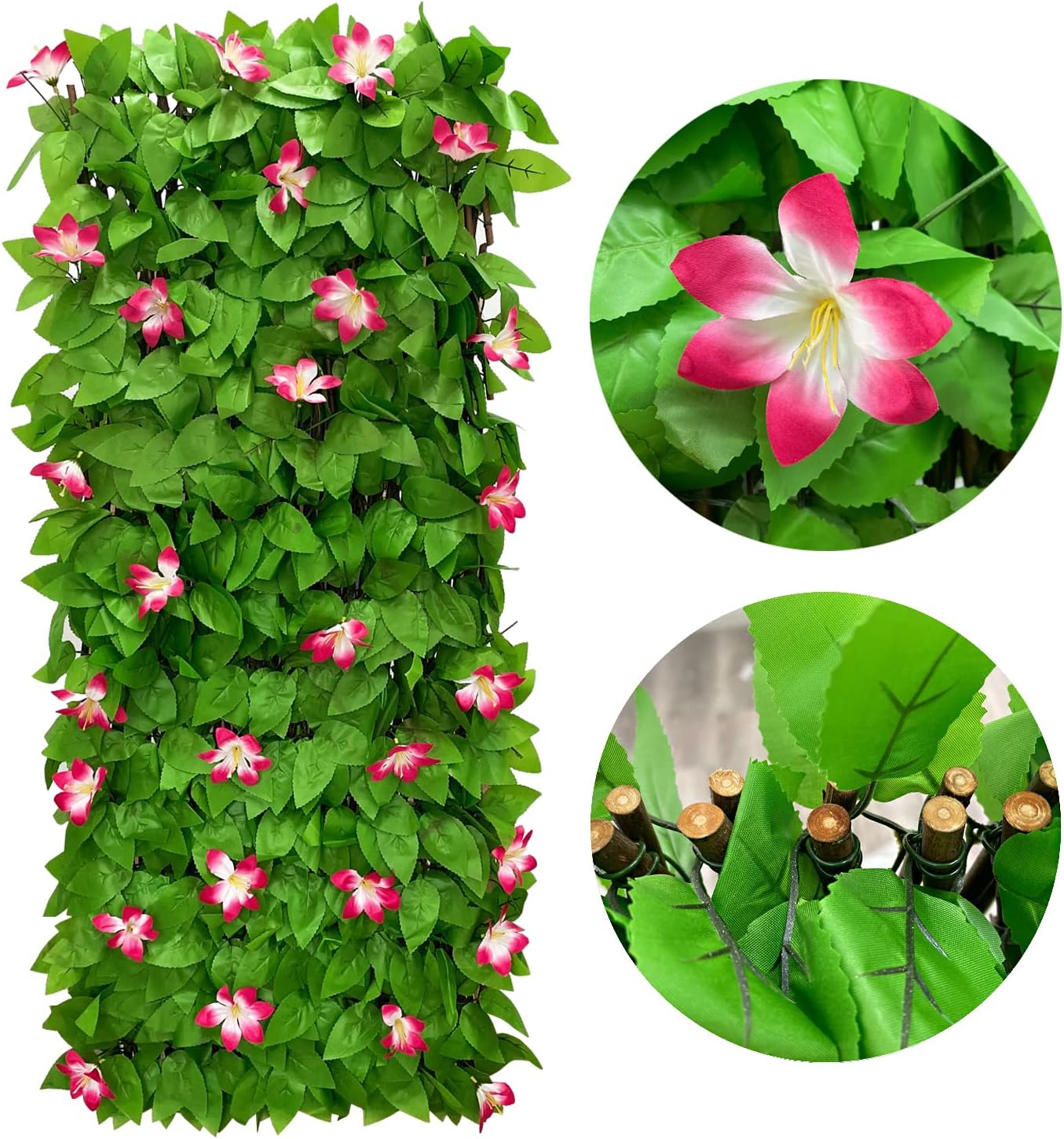 Expandable Fence Privacy Screen for Balcony Patio Outdoor,Decorative Faux Ivy Fencing Panel,Artificial Hedges (Single Sided Leaves)