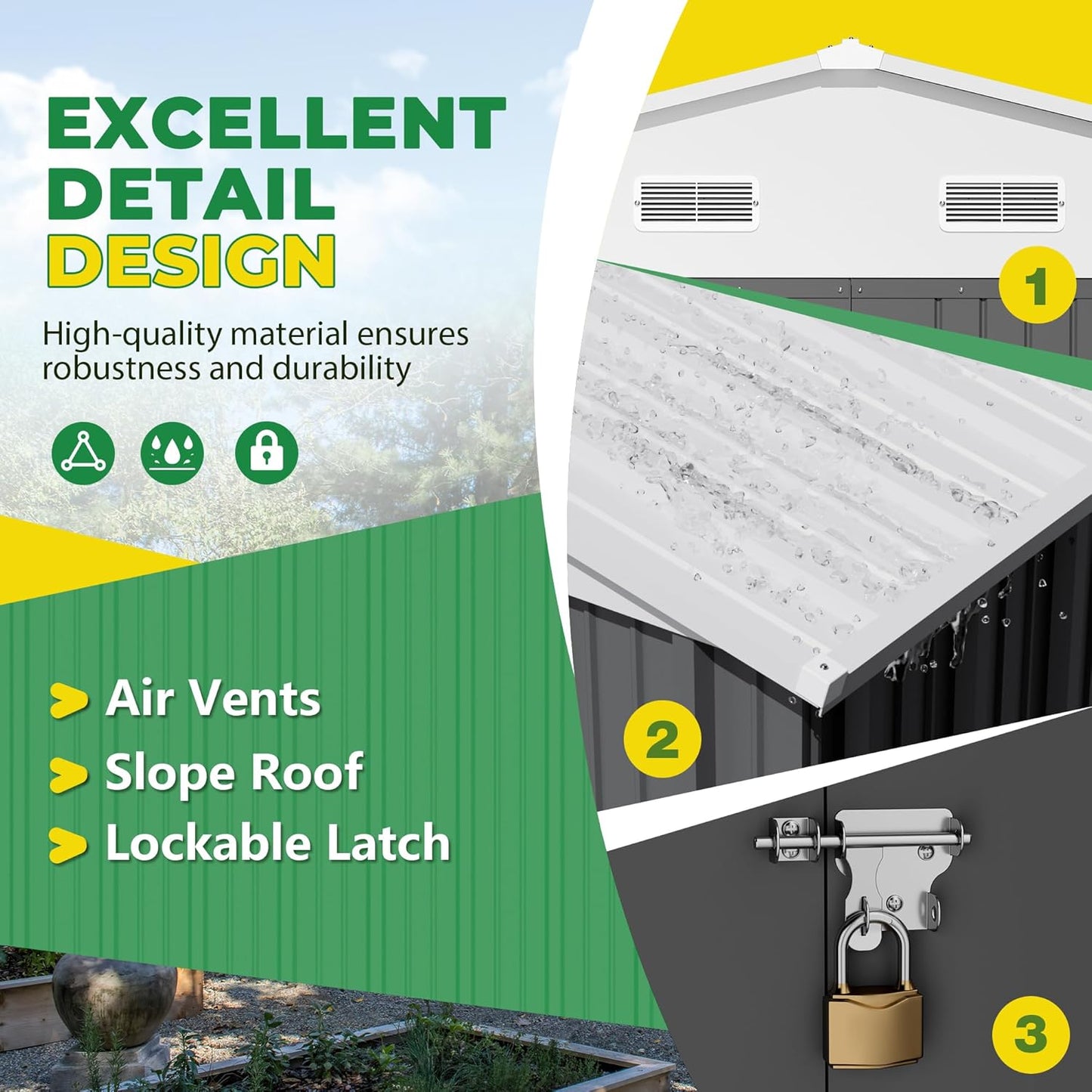 Devoko 8 x 10 FT Outdoor Storage Shed, Metal Garden Sheds & Outdoor Storage Clearance, Large Tool Shed Outdoor with Single Lockable Door for Patio Lawn Backyard (Gray)