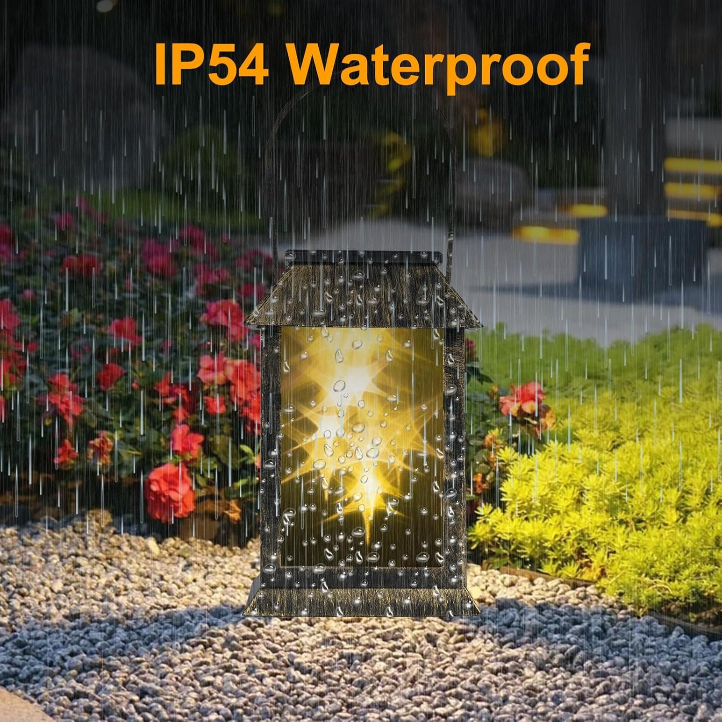 2 Packs Solar-Powered Outdoor Lanterns Vintage Garden Decorative Light Auto Dusk to Dawn Hanging Lantern Warm Glow Courtyard Landscape Lights IP54 Waterproof