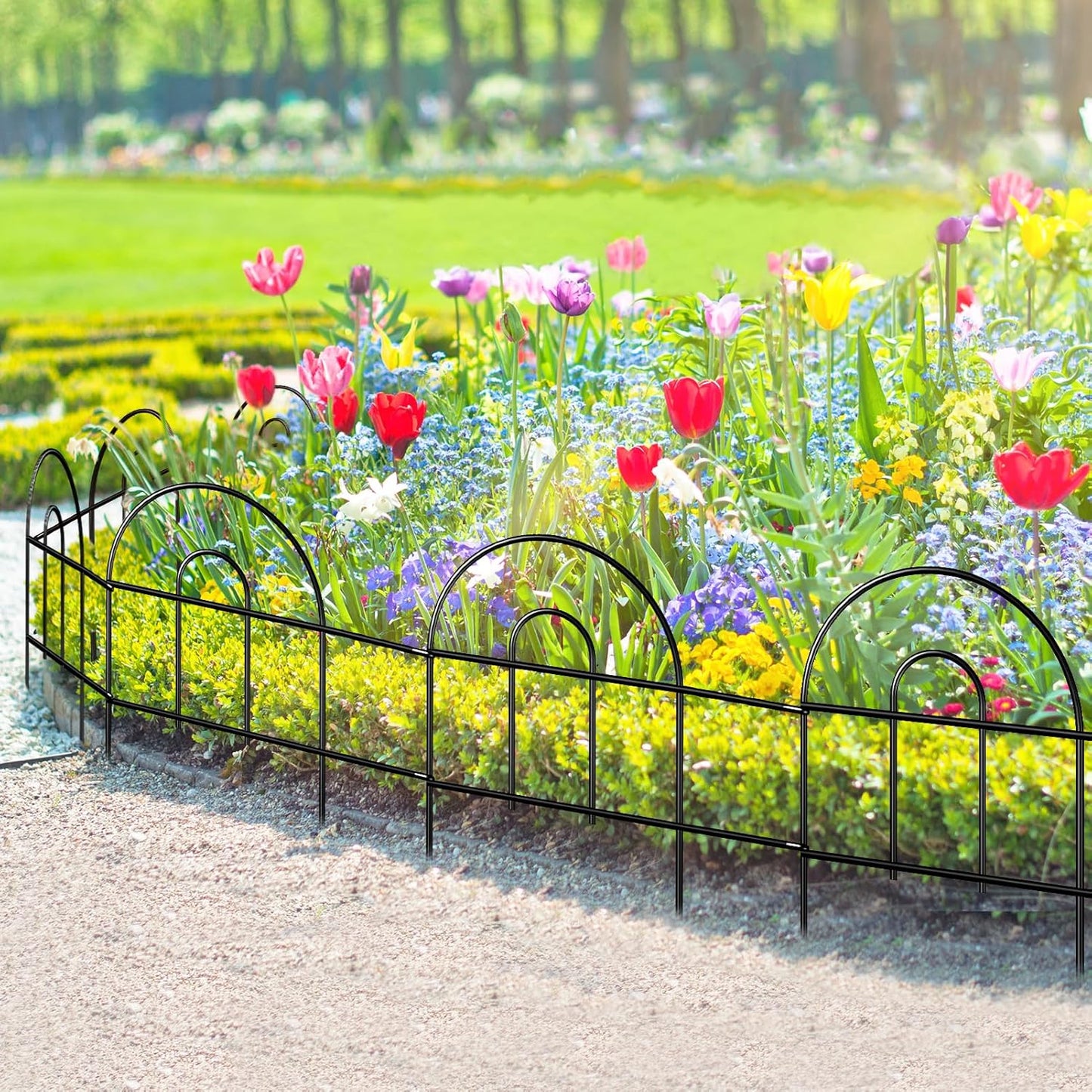 Decorative Black Garden Border Fence 18inX50ft Metal Wire Edging Flower Bed Folding Fences Panel Outdoor Garden Fencing Patio Edge Landscape for Yard