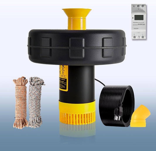 Pond Fountain Aerator Pump with Timer, 50ft Power Cord, 2 Spray Patterns, Energy-Efficient Water Circulation for Ponds & Lakes, Easy Installation