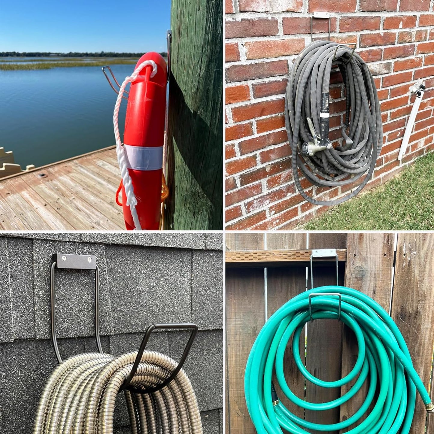 Garden Hose Holder Water Hose Hanger Wall Mounted,304Stainless Steel Solid Hose Hook Holds Up to 150Ft Garden Hose, Expandable Hose, Water Hose -Black