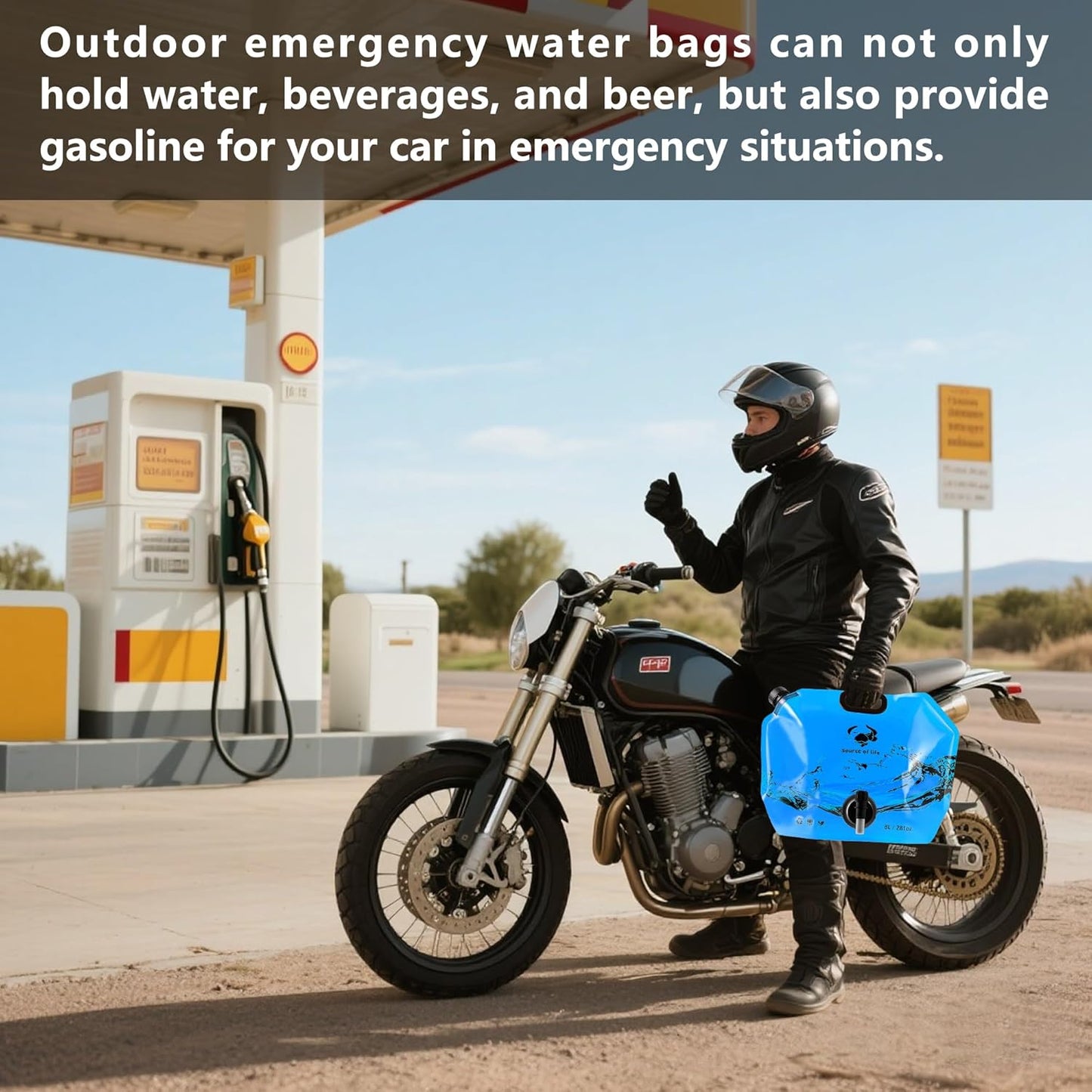 Collapsible 8L Water Storage Bag, BPA-Free Portable Folding Water Jug with Adjustable Faucet, Leakproof Emergency Water Bag for Camping, Hiking, Riding, Outdoor Sport (Blue, 1)