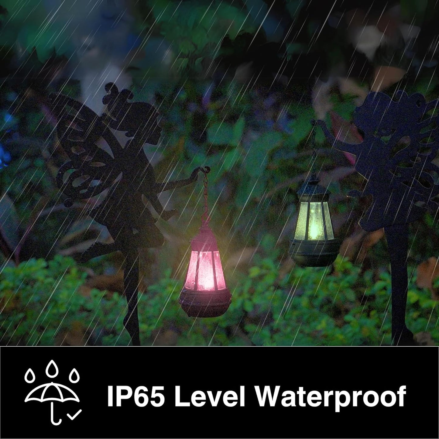 Fairy Garden Accessories Outdoor Lawn Ornaments 1 Pair - Solar Lights Halloween Decorations Garden Statue, Metal Stakes Decorative Figurines for Yard Decor, Patio (Type A Color-Shifting Lighting)