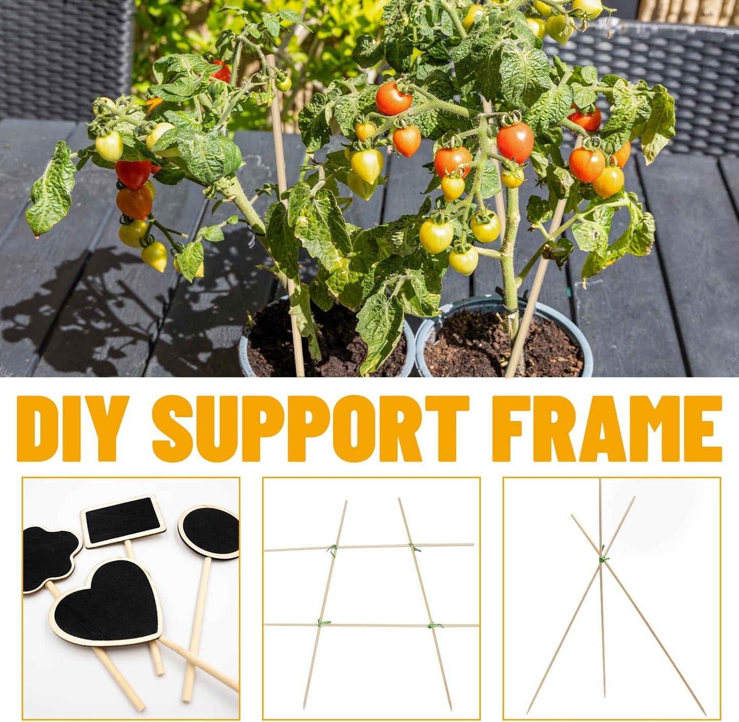 50Pcs Plant Stakes Natural Bamboo Sticks Support for Indoor and Outdoor Plants,18 Inch Sturdy Garden Stakes Wooden Gardening Floral Potted Plant,Flowers,Crafts Stick