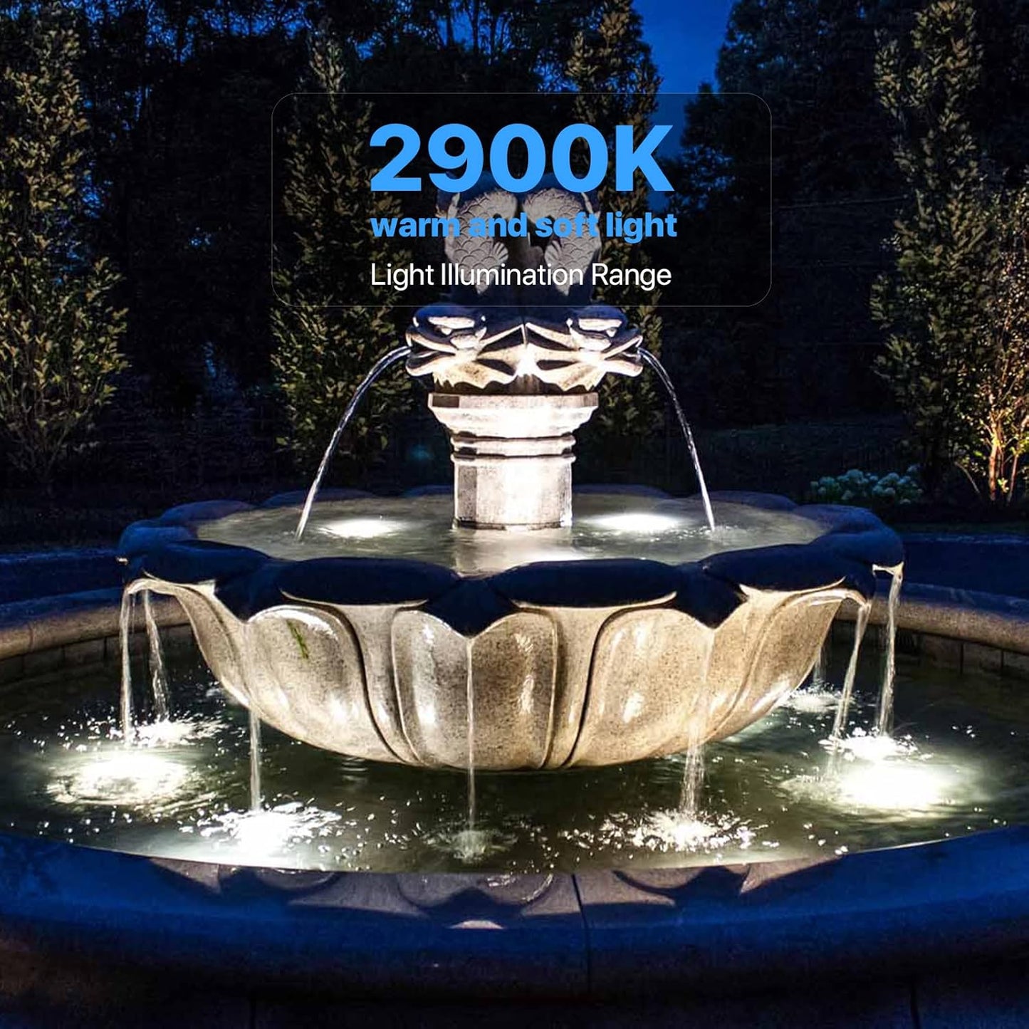 GOODSMANN Landscape Lighting 4PK Pond Lights Led Underwater Submersible Lights Fountain Lights Outdoor 5.4W 135 Lumen 2900K Warm White Low Voltage Pond Lights with Power Cord Waterproof