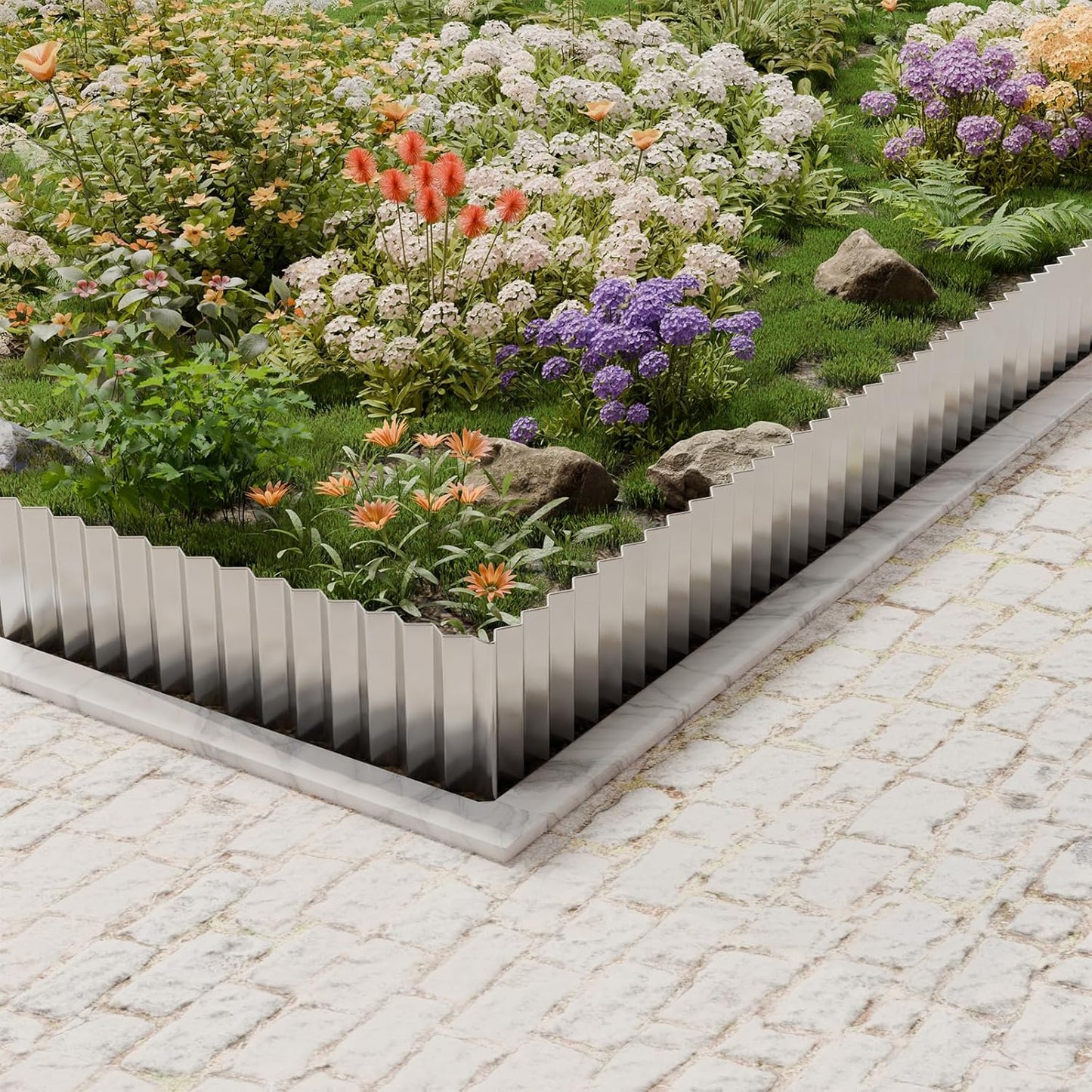 SnugNiture Corrugated Metal Garden Edging,6" x 40' Sturdy Lawn Edging Border,Landscape Edging Border for Lawn, Flower Bed,Garden and Yard