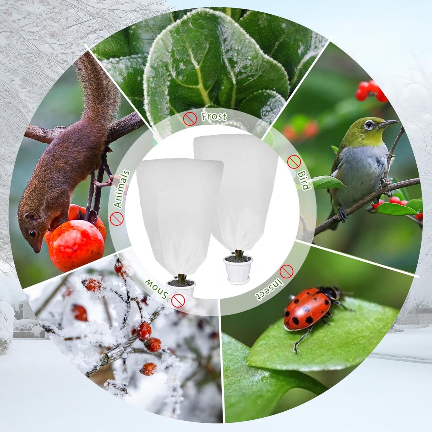 2 Pack Plant Covers Freeze Protection for Winter, 31.5''×23.6'' Frost Cloths for Outdoor Plants Cold Weather Blankets with Drawstrings