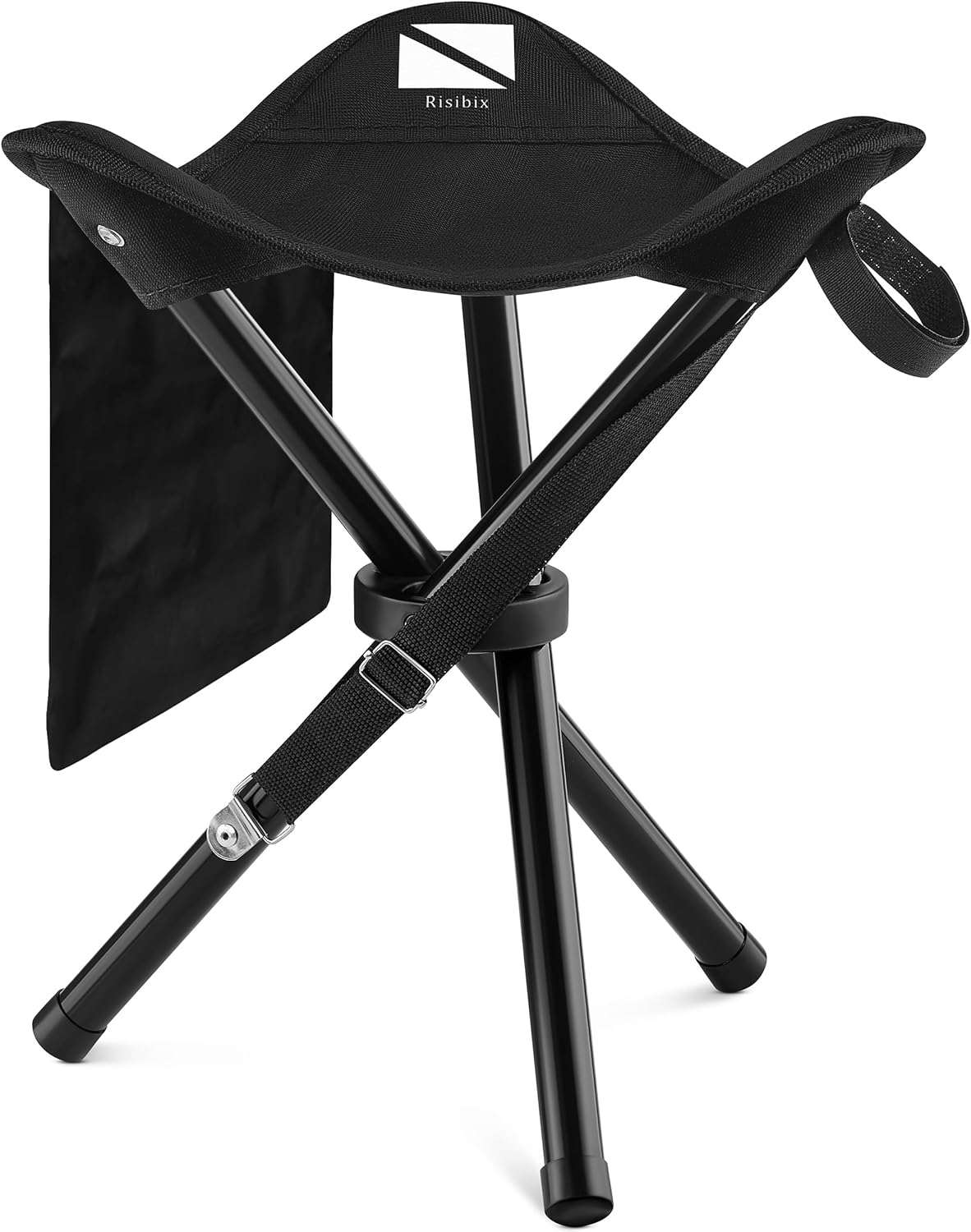 Foldable Tripod 13.4'' Stool - Ultra Portable Seat, Best for Youth+Pocket - 1 lb Camping Stool, 3 Legged Strong Steel Stool, Height: 13.4 inches (Black)