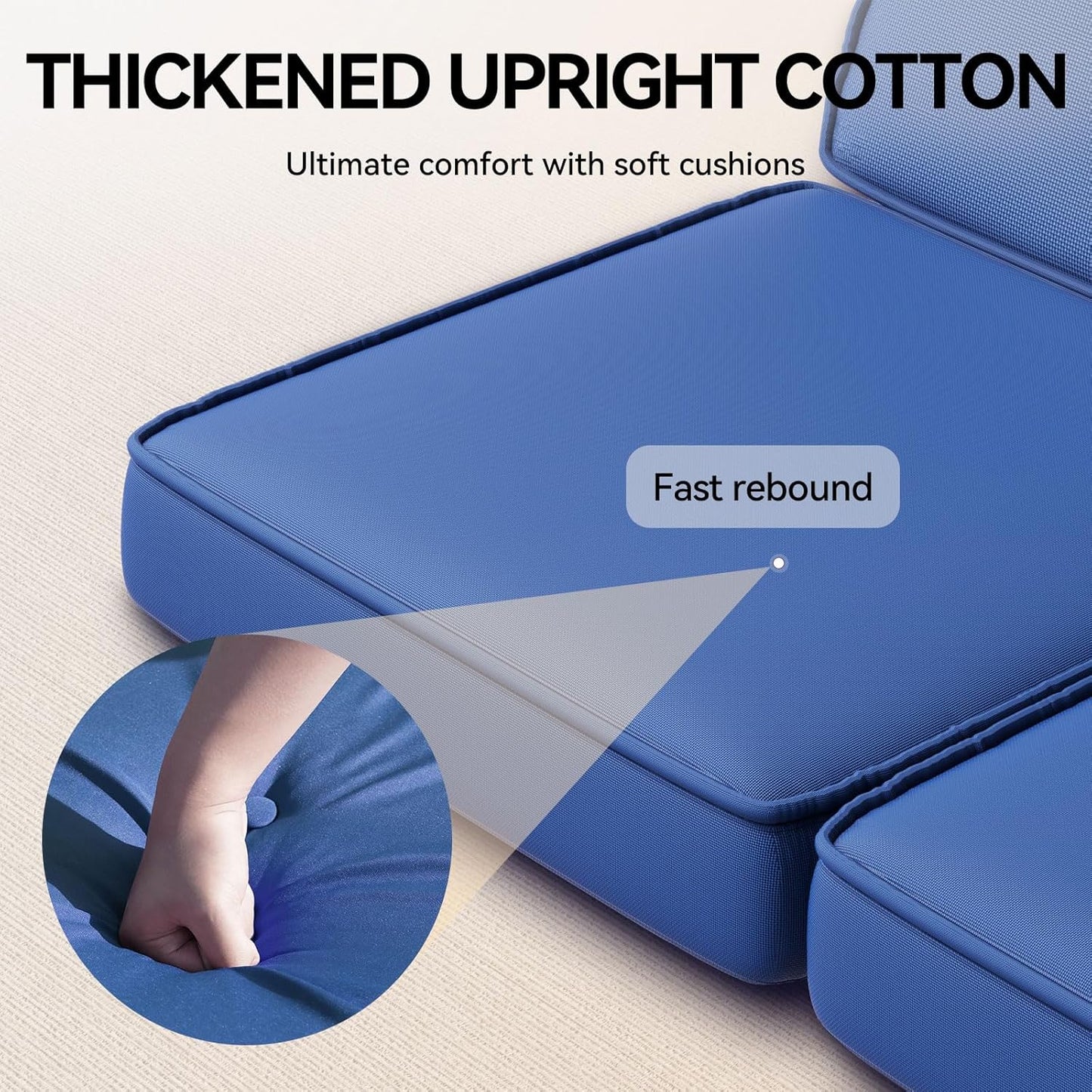 3-Seat Porch Swing Bed with Adjustable Canopy & Removable Cushions, Heavy Duty Steel Frame Outdoor Patio Swings Glider Chair for Backyard, Garden, Deck, Blue