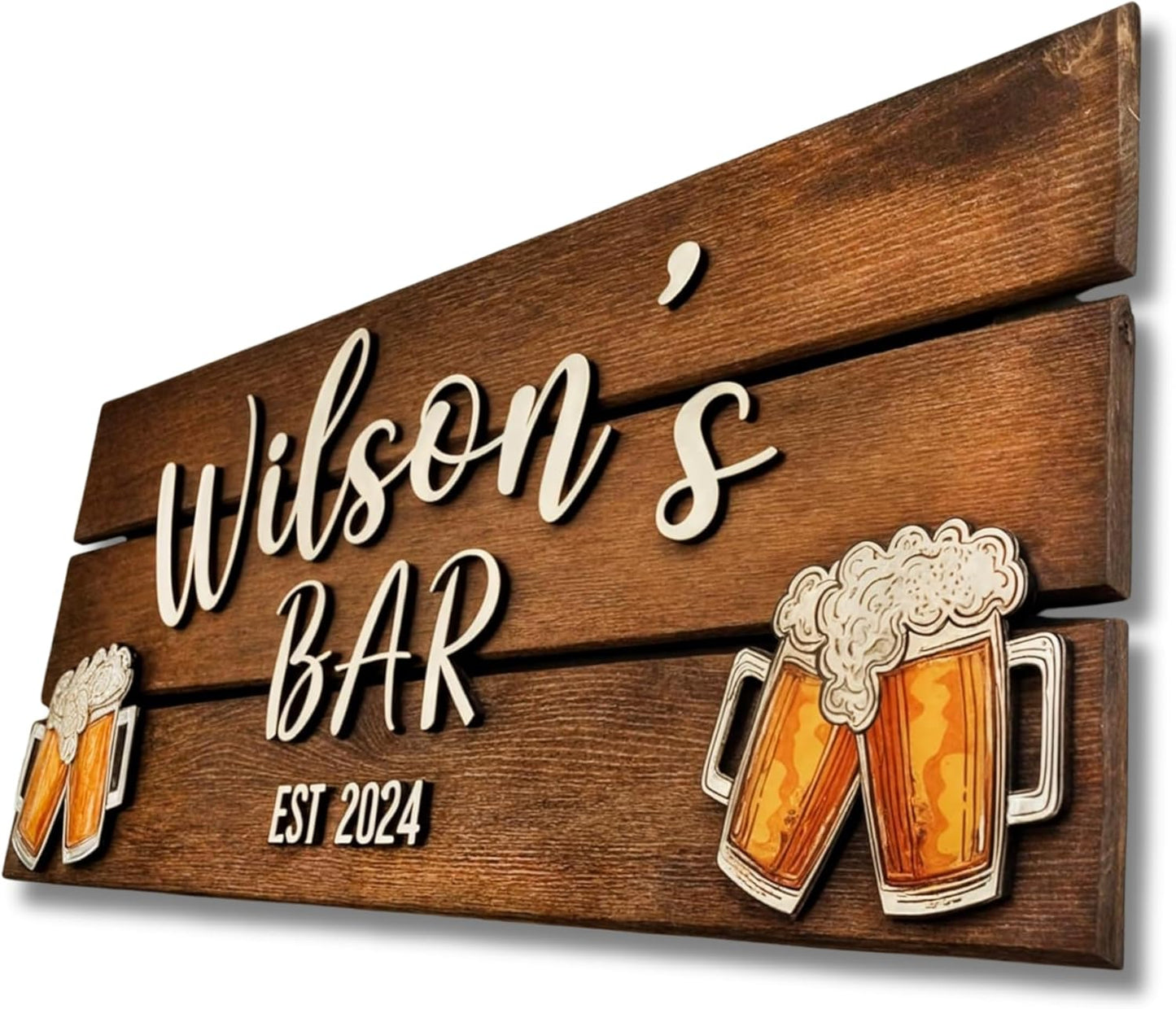 Personalized Wooden Bar Sign with Family Name, Coffee Bar Signs for Kitchen Decor, Business Sign with Established Date, Rustic Wooden Wall Decor, Custom Bar Name Plaque, Gift for Bar Owners