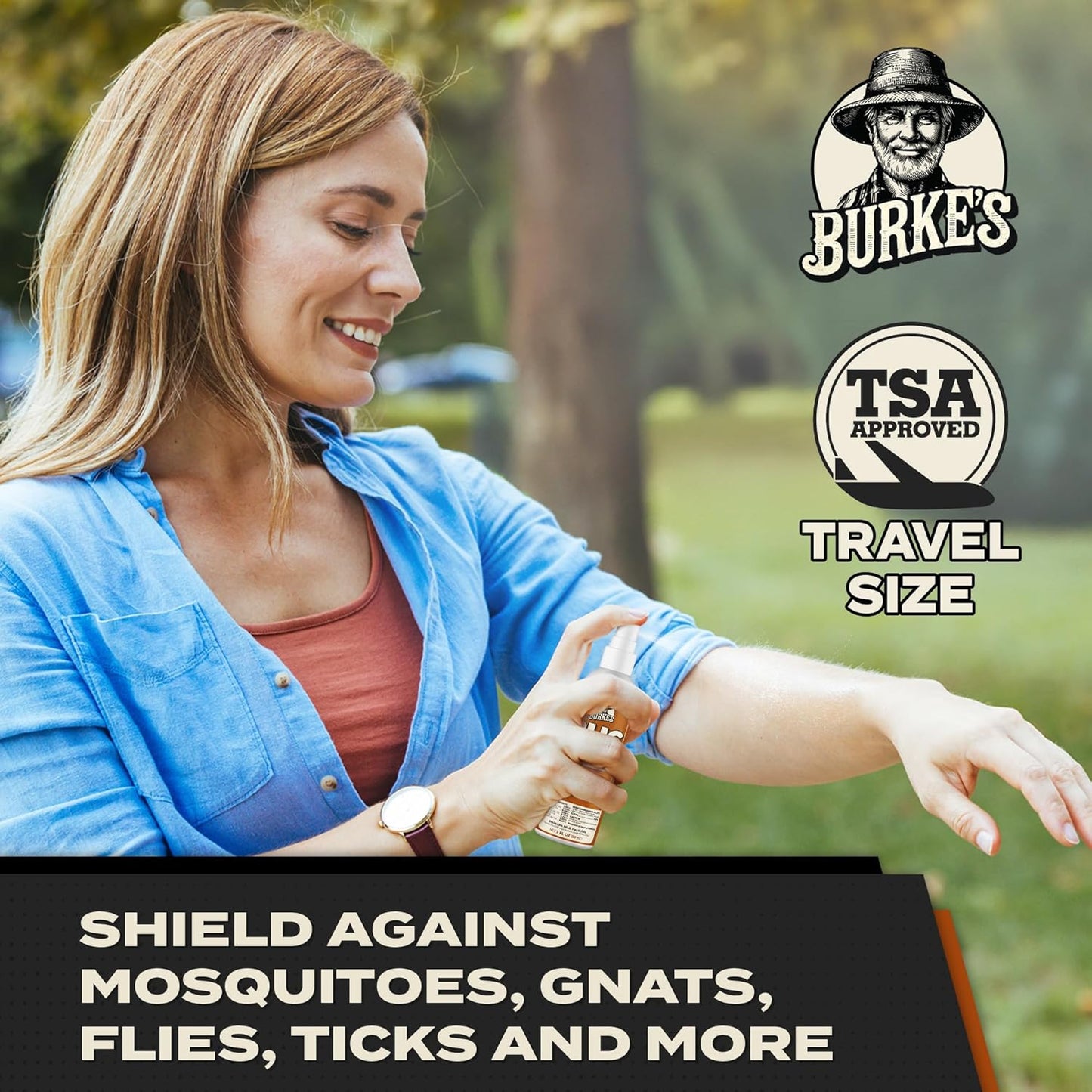 Burke’s Bug Repellent Spray – DEET-Free, Kid & Pet Safe Insect Repellent for Mosquitoes, Ticks, and Gnats – Travel Size, Natural Essential Oils, Outdoor Protection, 3 oz (90mL)