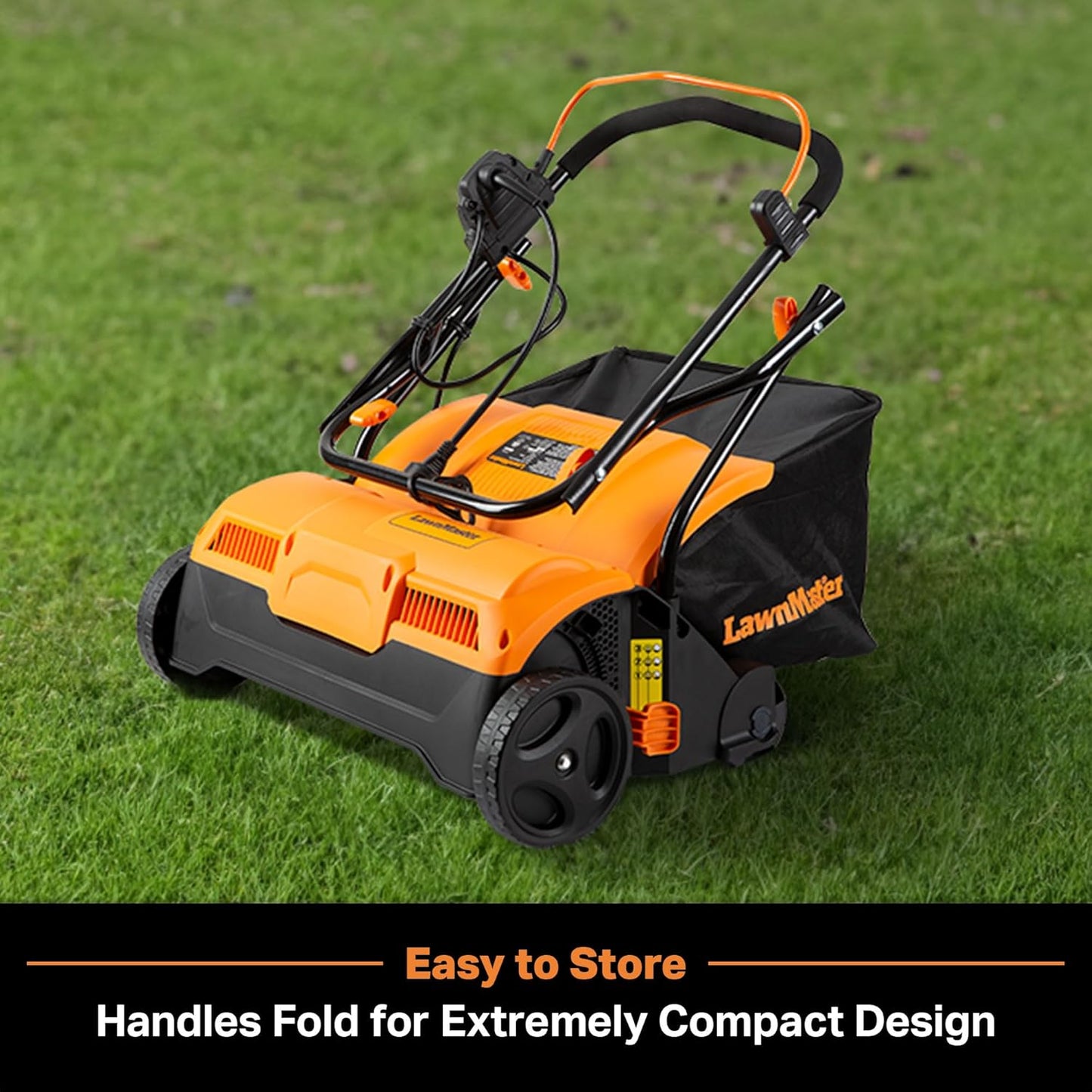 LawnMaster GVB1316 Electric 16” 13 Amp Dethatcher and Scarifier with 12 Gallon Collection Bag