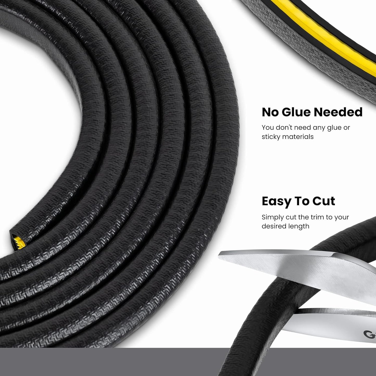 Edge Trim Black Large, Fits Edge 1/4 Inch, Length 10 Feet (3.05 Meter)