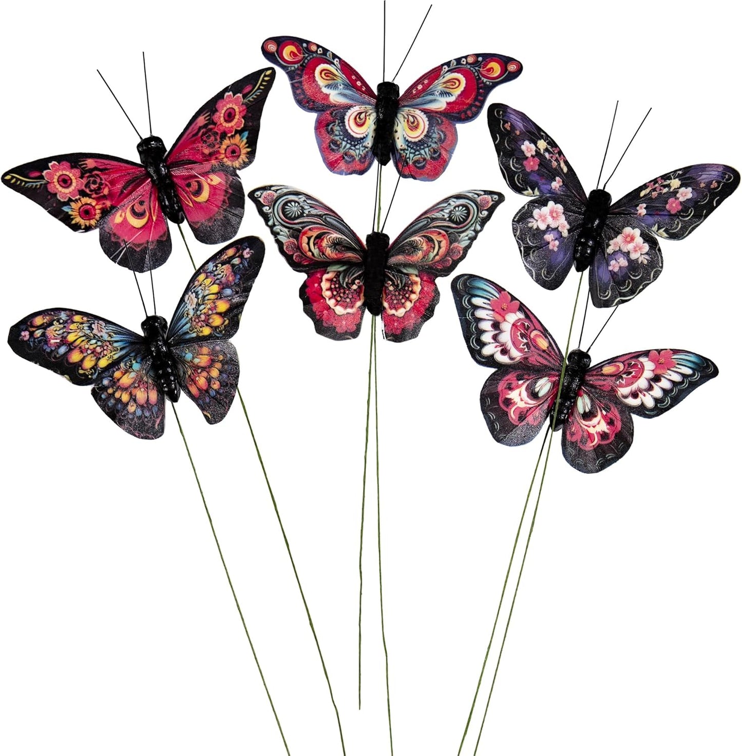 Cartanfill-Artificial Butterfly Decorations Set, 12 Pieces, 6 Colors, Clip for Home, Wedding, Party Decor (B-Black)