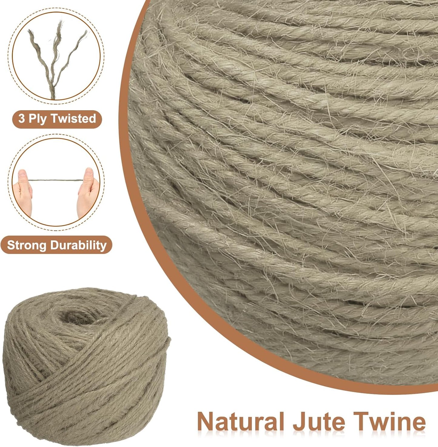 uxcell 328 Feet Natural Jute Twine String,2mm Thin Garden Twine Rope Colored Plant String Cord for DIY Art Crafts Gift Wrapping Decoration Packing Gardening Plant Hanger,Beige