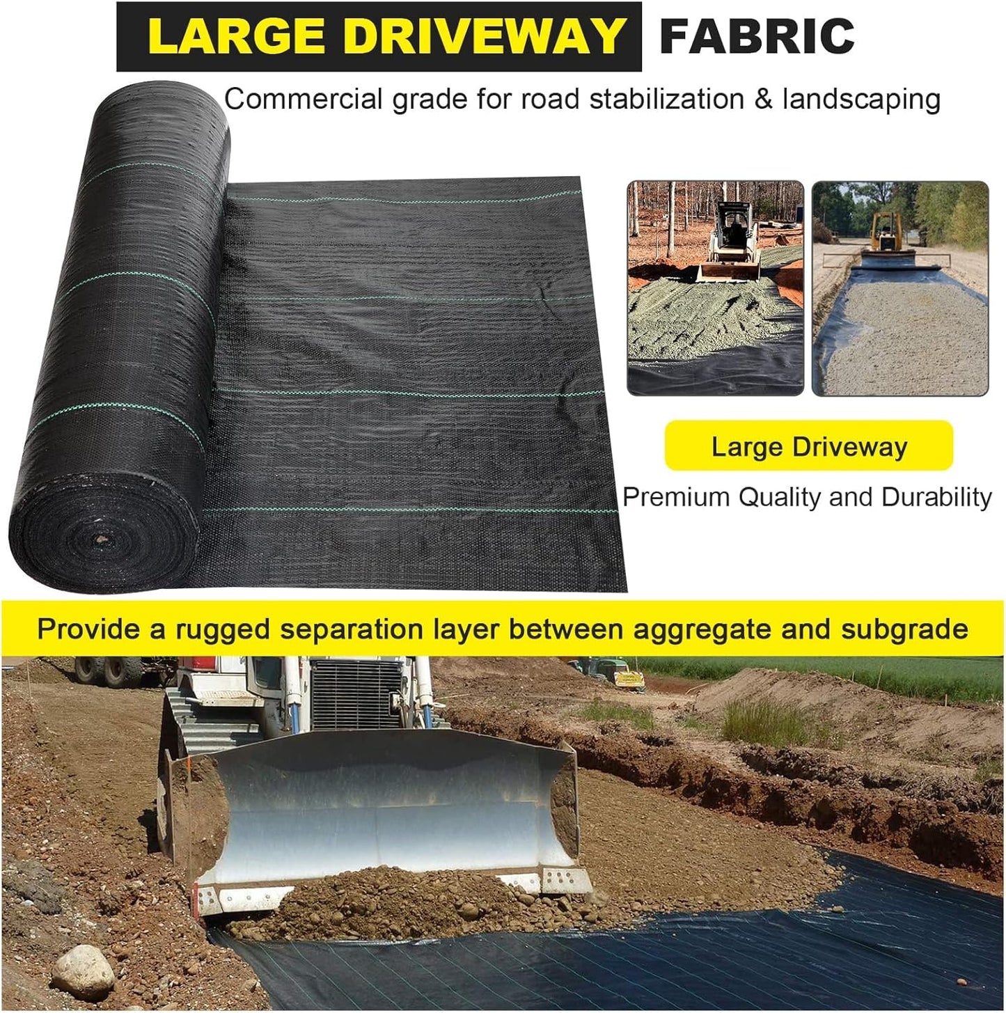 Driveway Fabric, 3x300 ft Road Fabric Commercial Weed Barrier Fabric, Landscape Fabric Heavy Duty 4OZ French Drain Fabric for Erosion Control,Landscape Fabric,Weed Barrier,Construction Projects