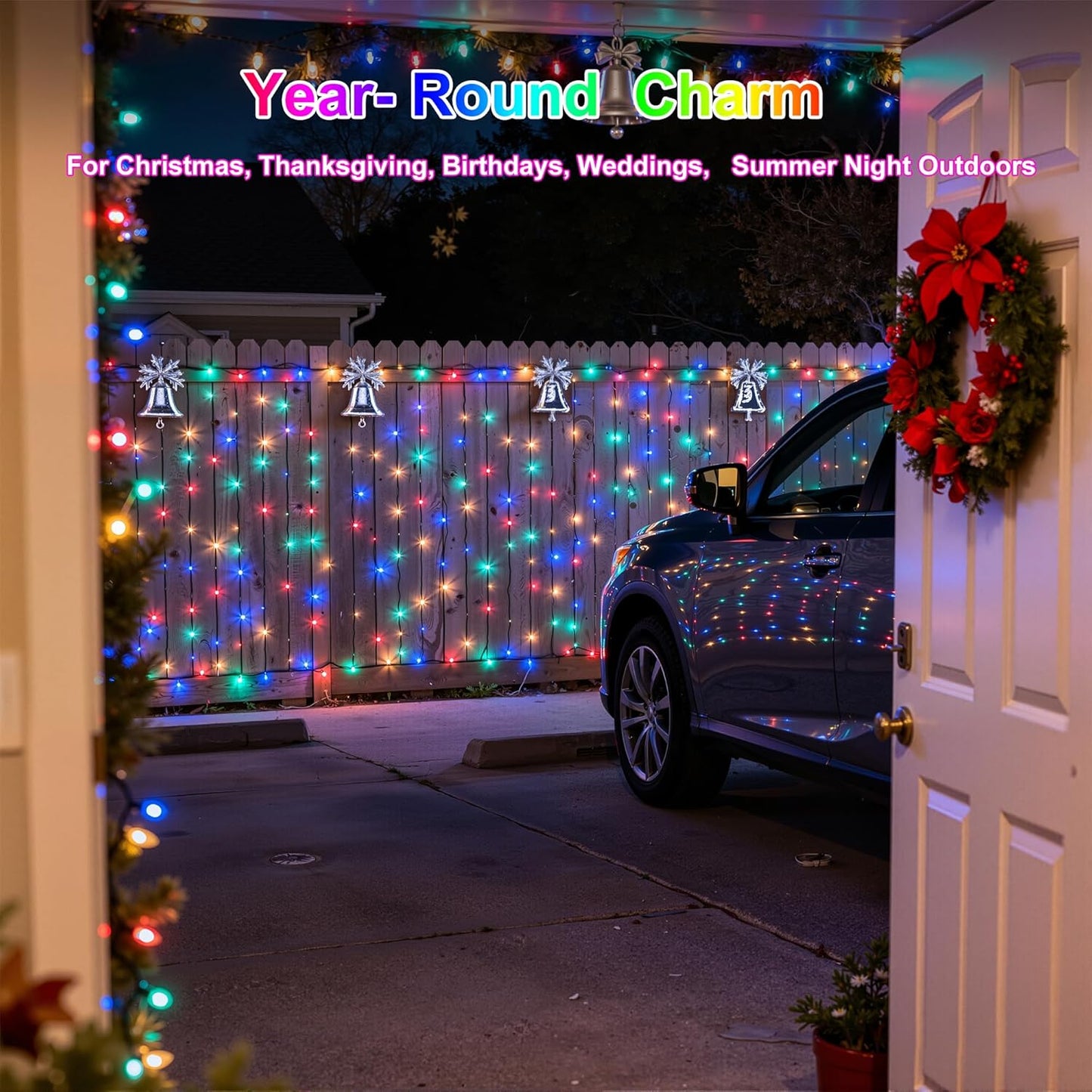 750LED Christmas Lights Outdoor Use, 240ft 12 Modes Multicolor LED String Lights with Timer Dimmable, Waterproof Christmas Tree Lights for Xmas Patio Yard Fence Balcony Garden Decor Multicolor