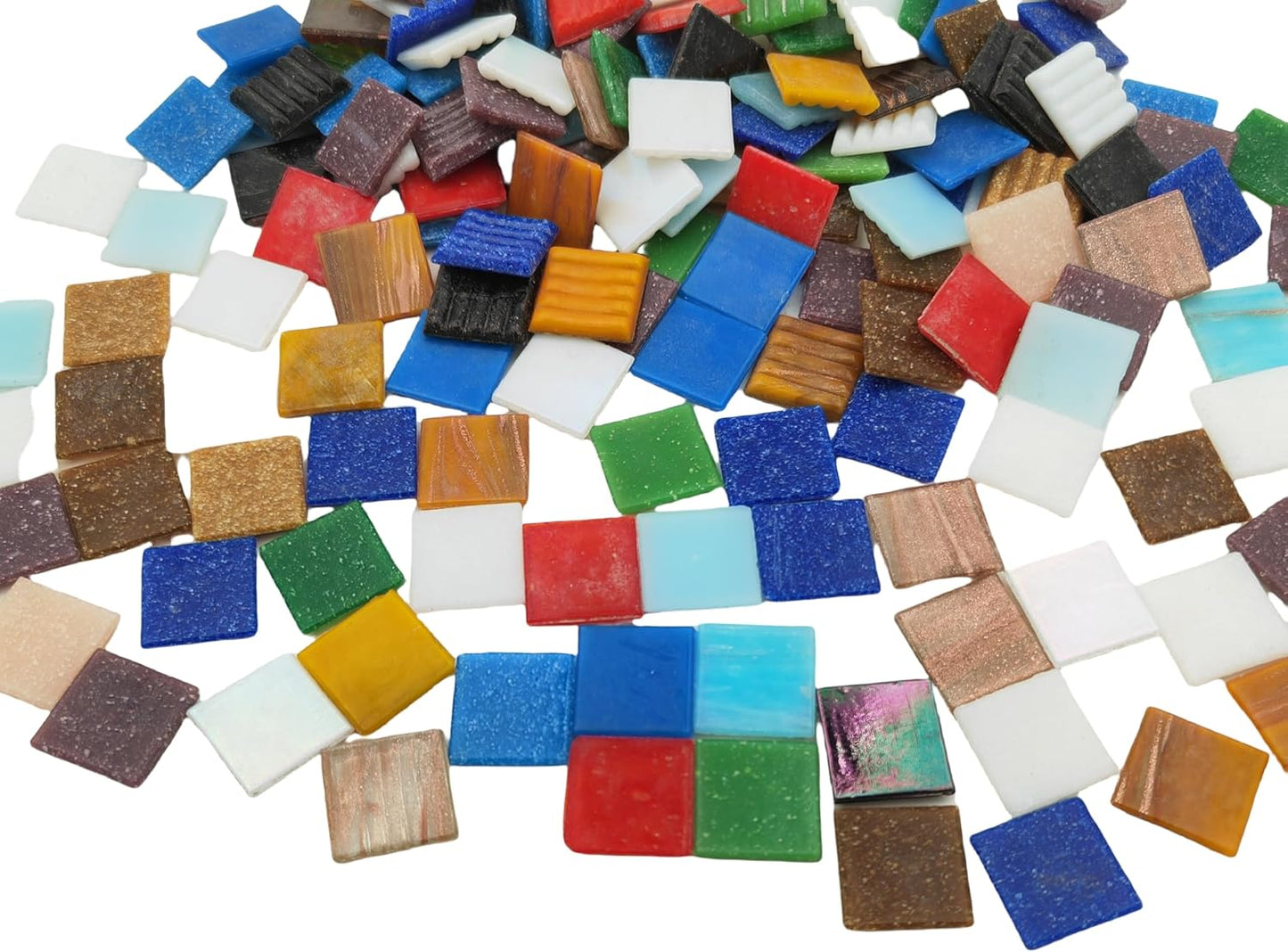3/4 inch Quartz Glass Mosaic Tiles for Crafts, 1.1 LB, Square Mosaic Pieces for DIY Picture, Home Mosaic Decoration (Mixed Color)