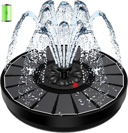 SZMP Solar Fountain Work On Cloudy Day,Solar Water Bird Bath Fountain with Faster Conversion Glass Solar Panel and Power Indicator Light,Built-in 2000mAh Battery