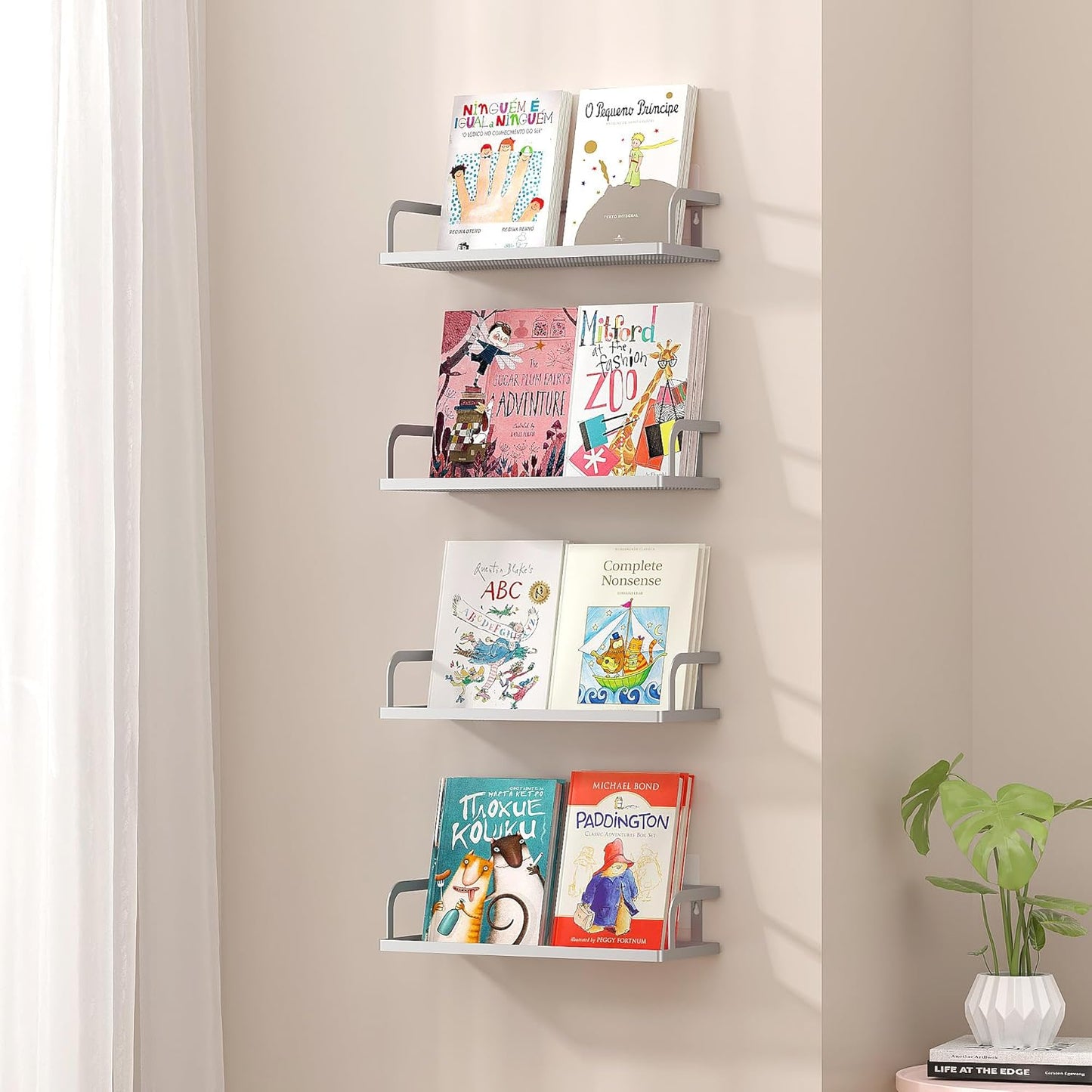 PUSDON Metal Wall Hanging Basket 2 Packs DIY Suitable for Multiple Scenes - Middle Silver Grey Hollowout