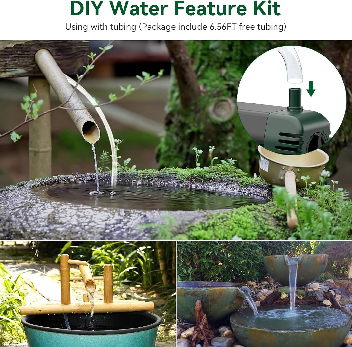 POPOSOAP Solar Water Pump Fountain,20W Solar Fountain Pump 320GPH Solar Powered Water Pump with Adjustable Flow, PVC Tubing and 16.4ft Cord Length for Ponds, Garden, Waterfall, Fish Pond