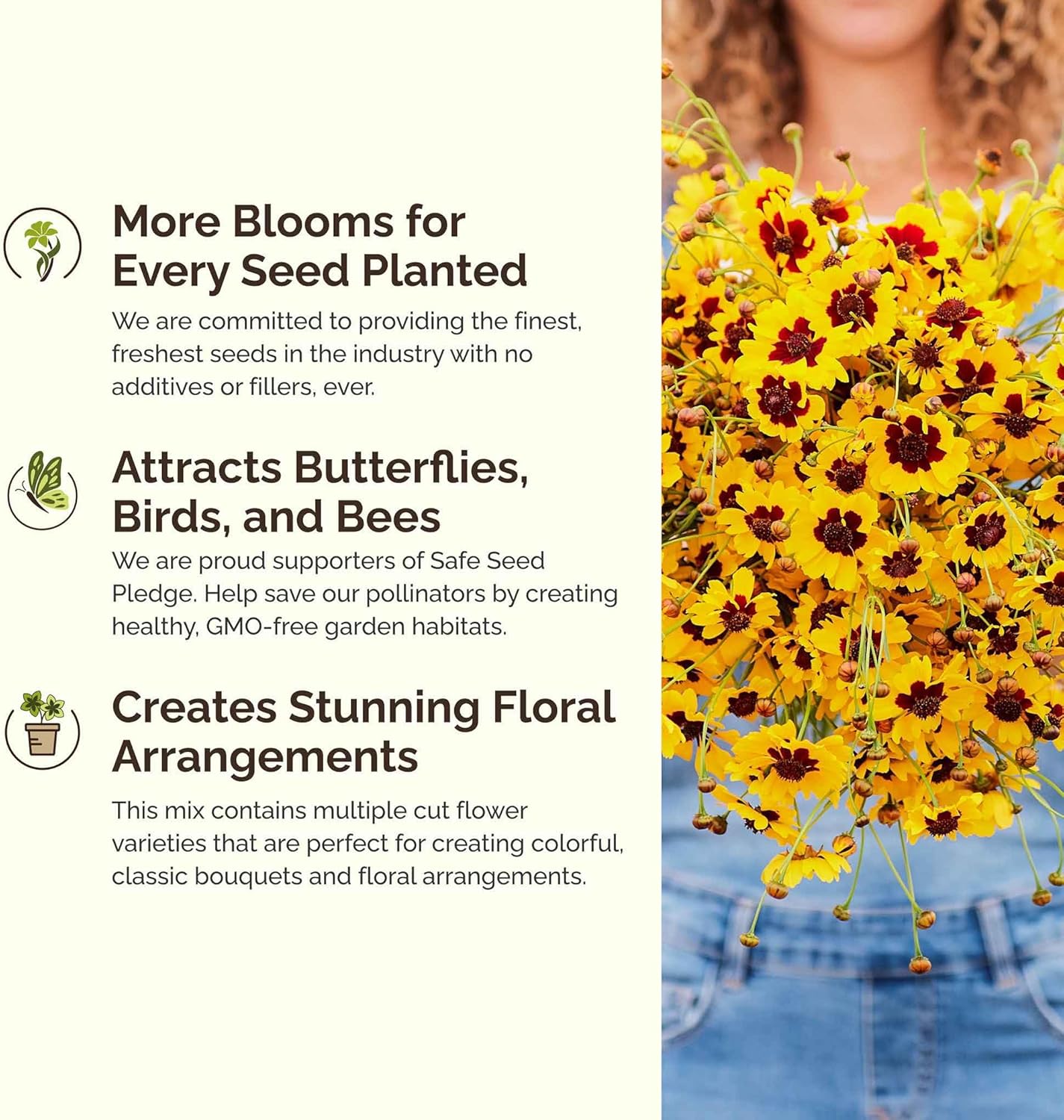 Eden Brothers Orange You Glad Flower Mixed Seeds for Planting, 1 lb, 480,000+ Seeds with Dahlia, Double Strawflower | Attracts Pollinators, Plant in Spring or Fall, Zones 3, 4, 5, 6, 7, 8, 9, 10