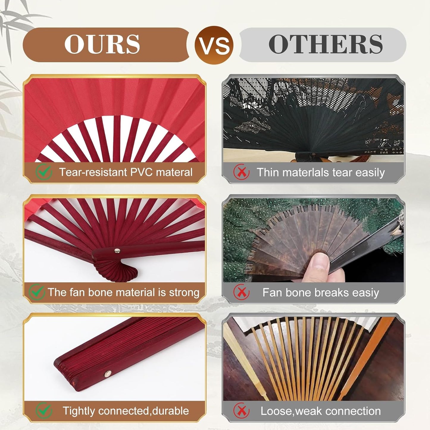Boots On The Ground Hand Fan,Fans for Line Dancing,Folding Hand Rave Fan,Boots on The Ground Fans Largefold Fans,Decorative Folding Fans for Performance,Dance,Wedding,Party (Red)