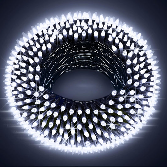 300LED Christmas Lights Indoor Outdoor Use Green Wire, 8 Lighting Modes 100FT Christmas Tree Lights with Timer & Memory, IP44 Waterproof for Tree Xmas Patio Yard Fence Balcony Garden Cool White