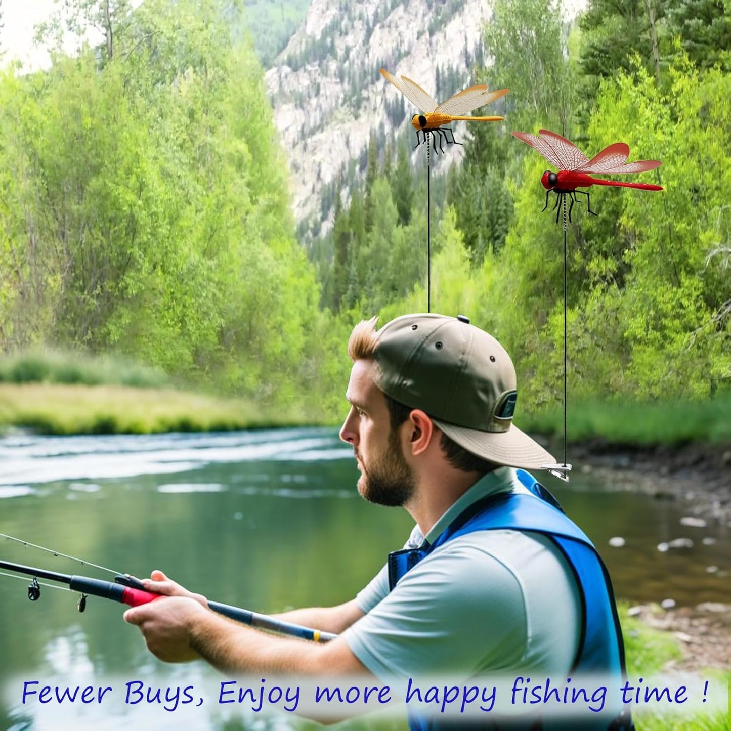 Dragonfly Clip on Hat, Dragonfly Garden Décor, 3D Fake Dragonflies The Deer or Horse Fly Nature Enemy to Scare Garden Fly for Indoor Outdoor (8Pcs-Colorful)