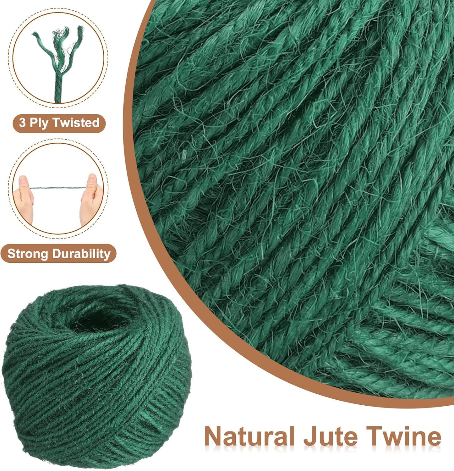 uxcell 164 Feet Natural Jute Twine String,2mm Thin Garden Twine Rope Colored Plant String Cord for DIY Art Crafts Gift Wrapping Decoration Packing Gardening Plant Hanger,Dark Green