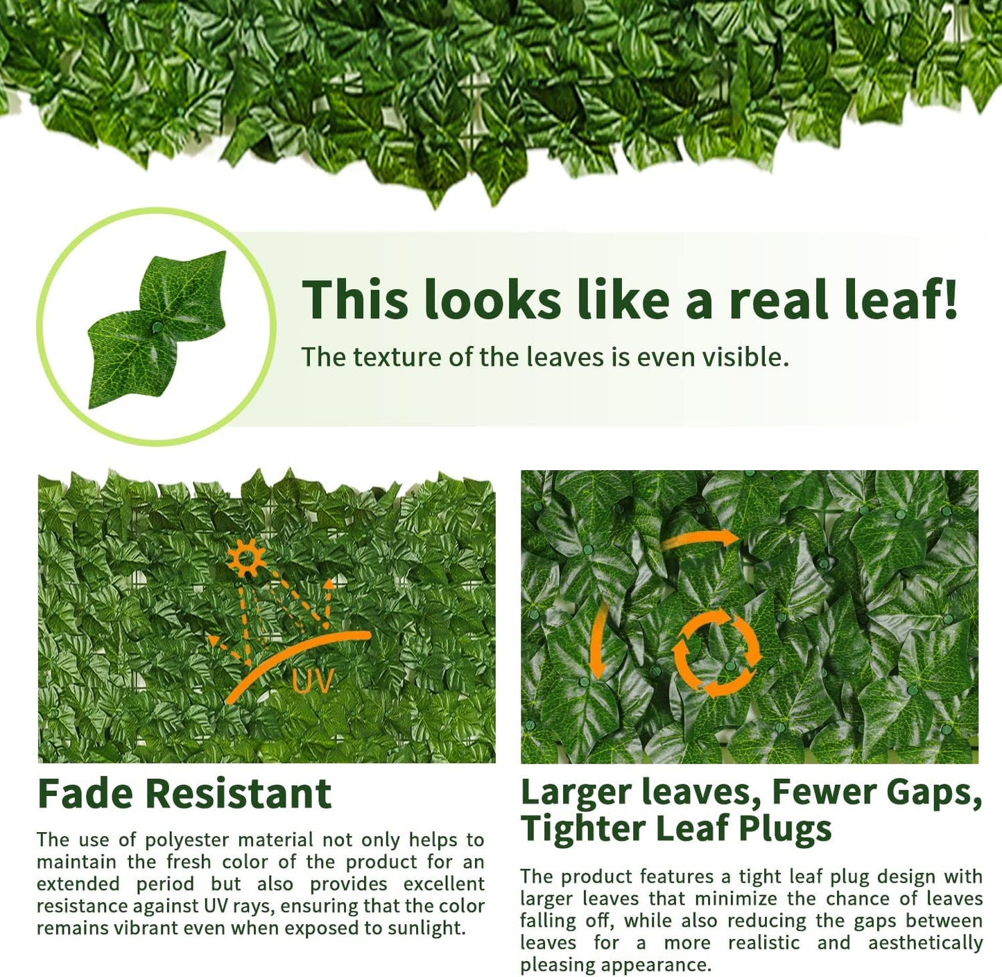 Jinwu Artificial Ivy Privacy Fence Screen (2 Rolls, Total 59x118 inch), Expandable Faux Privacy Fence with 80 pcs Zip Ties, Decoration for Outdoor Garden, Printed Sweet Potato Leaf