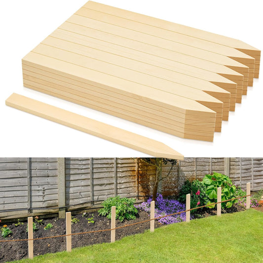 48 Pieces Wooden Garden Stakes 18 Inch Grade and Survey Stakes Wooden Garden and Sign Posts for Plant Support Silt Fence Yard Farm Survey Boundaries Baselines