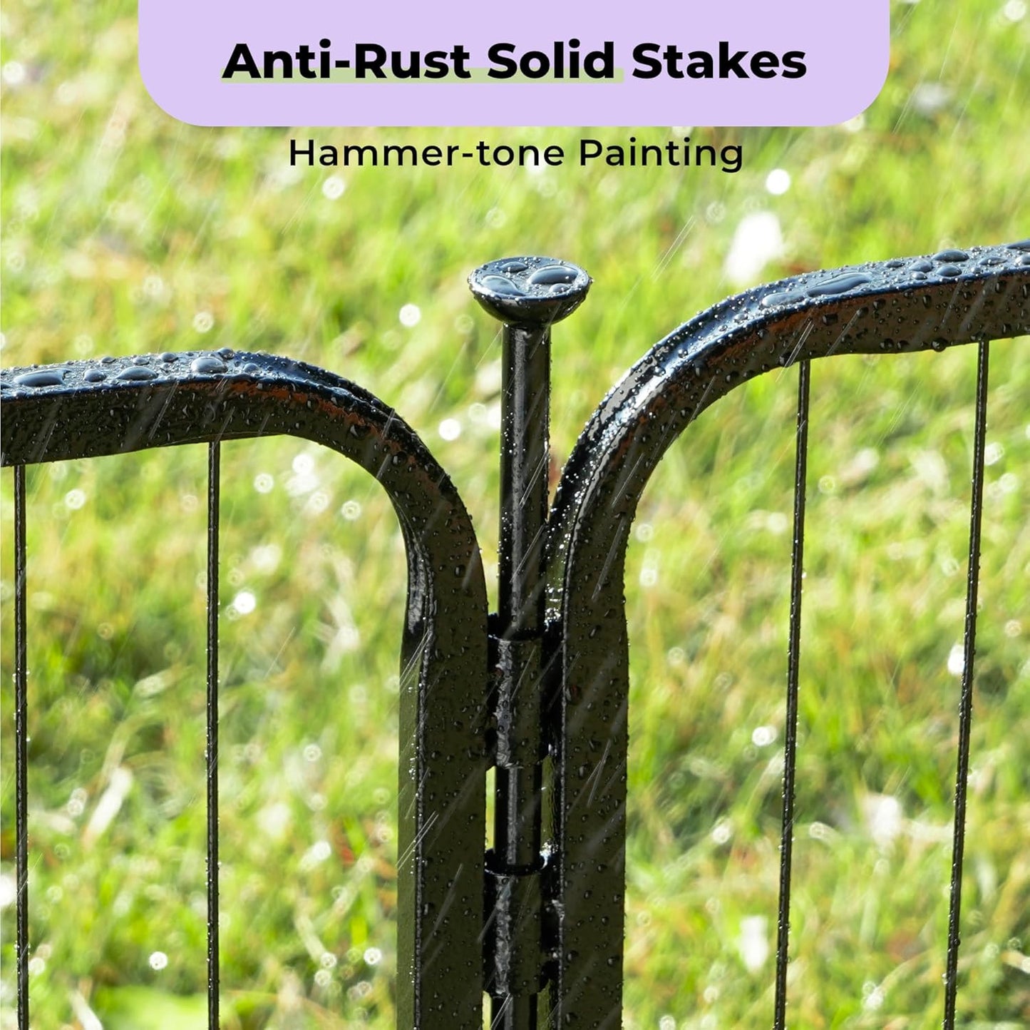 Doorless Garden Fence 45 in(H) x 4.5 ft(L) 2 Panels, Heavy Duty Metal Animal Barrier Fence, No Dig Fence for Dogs, Rabbit Fence for Garden, Black