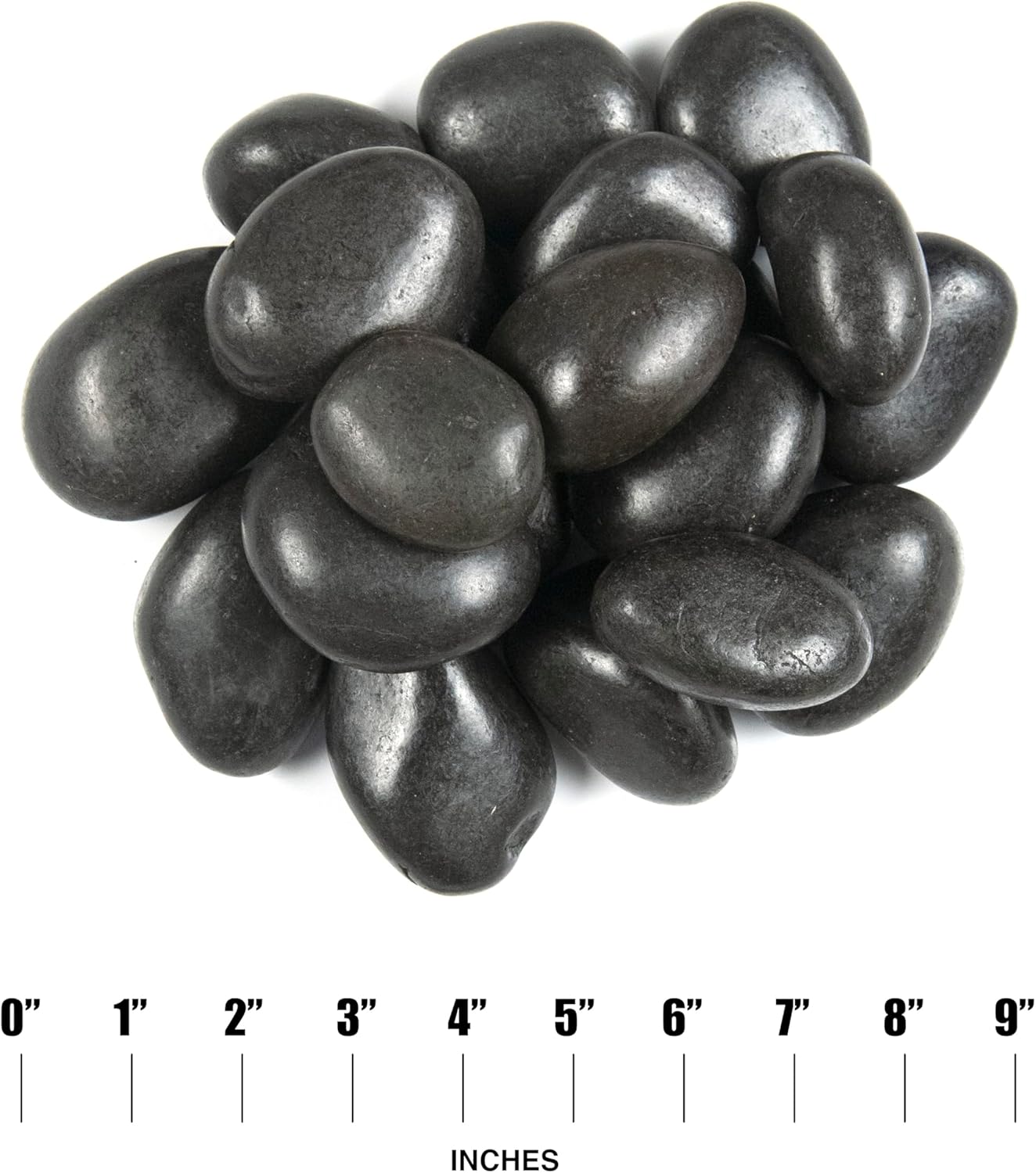 MSI Decorative Polished Black Pebbles, 1.2 inch - 2 inch, 40 lb. Bag(Pallet/ 55 Bags)