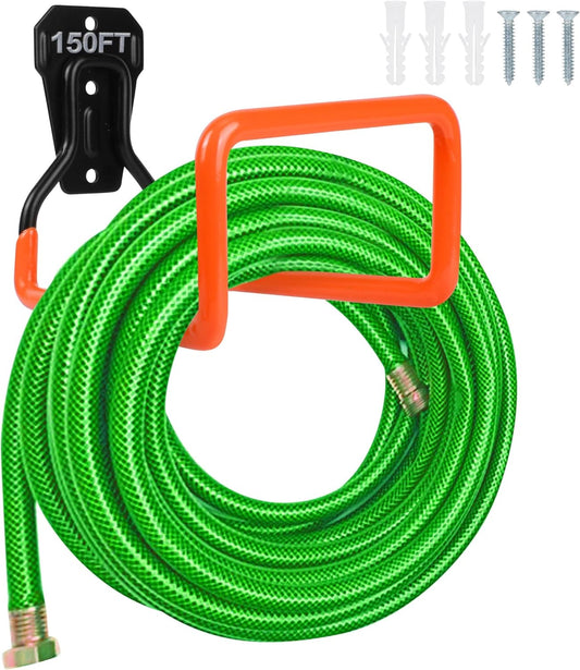 Garden Hose Holder Wall Mount Heavy Duty Garden Hose Hanger Free Standing Metal Hose Rack for Outside Yard and Garage