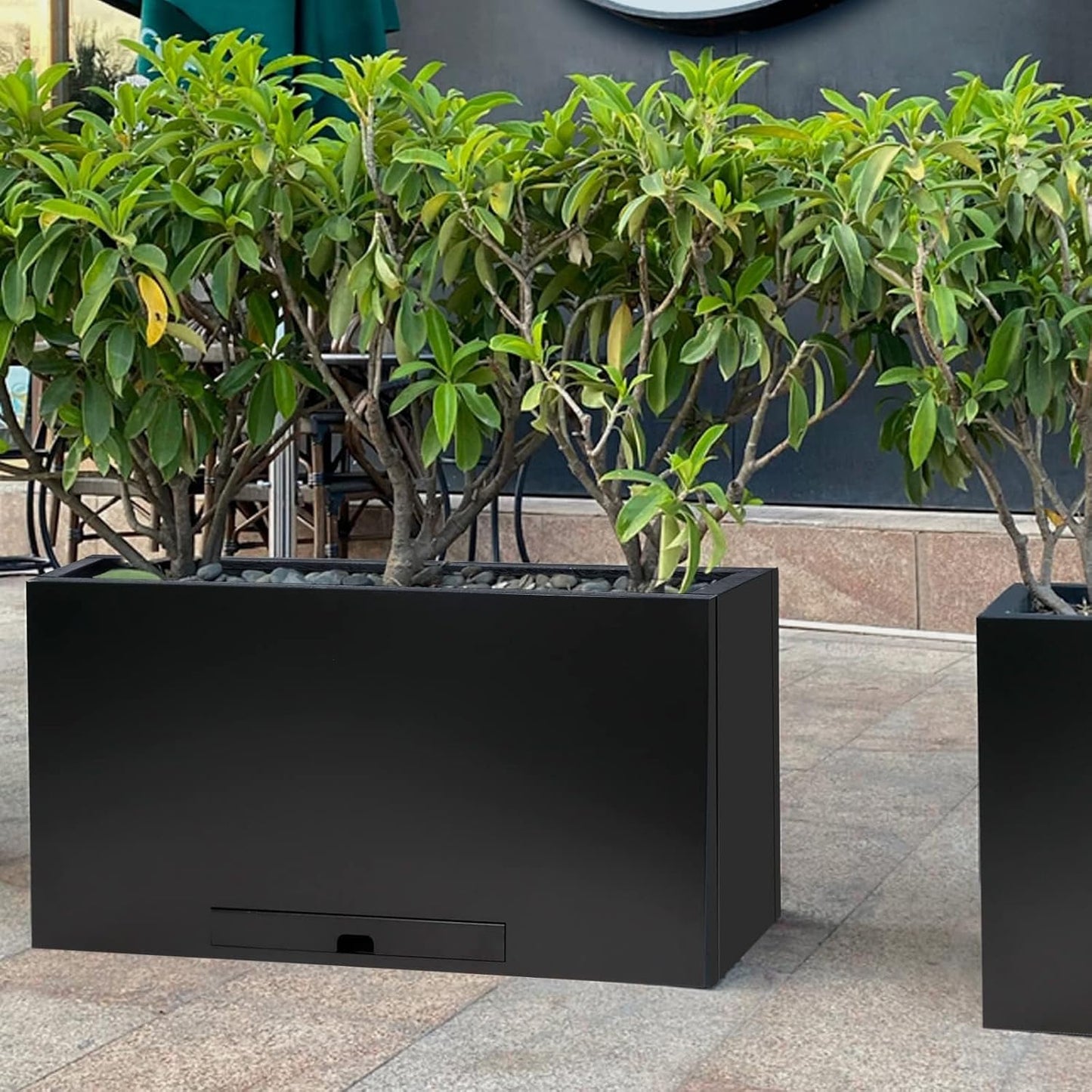 Worth Garden Metal Rectangular Planter Box - Black Powder Coated Steel Planter - 16" H. Tall Heavy Duty Modern Flower Plant Pot - Indoor & Outdoor, Commercial & Residential (16"x12"x36")