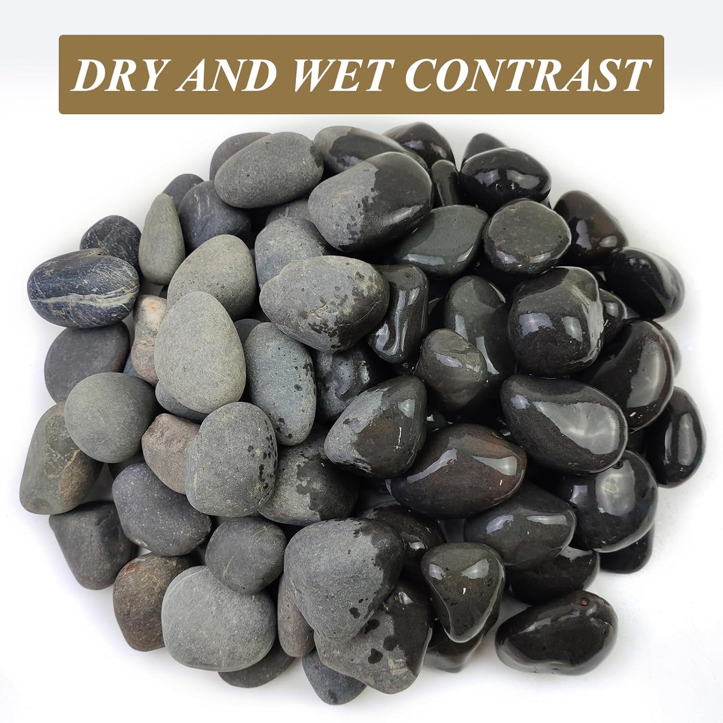 10 Pounds Black River Rocks, 2-3 Inch Black Stones Pebbles for Plants, Landscaping, Garden, Aquarium, Backyard and Indoor Water Fountains